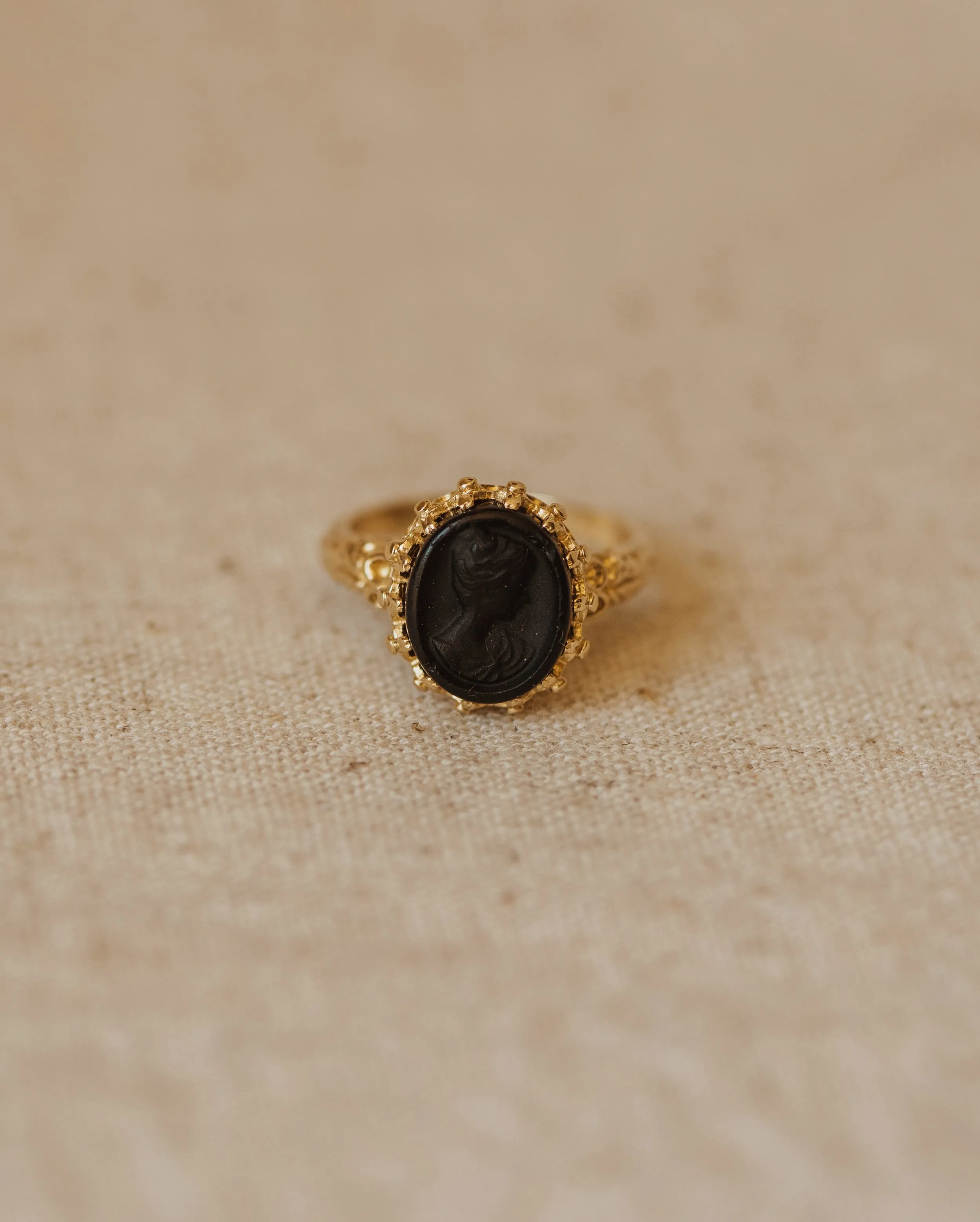 Emma Antique 9ct Gold Black Onyx Cameo Ring sold by Rock n Rose product image thumbnail 2