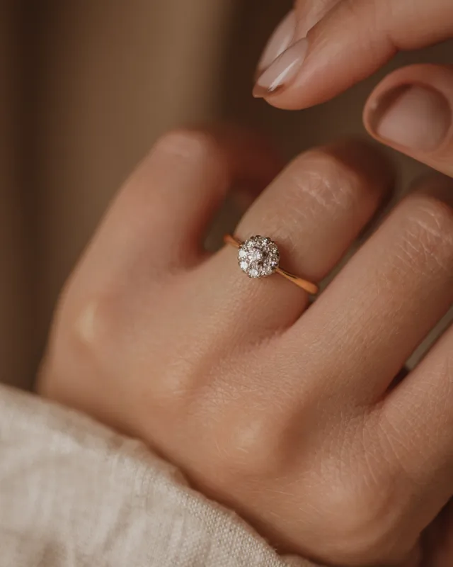 Bernadette Vintage 18ct Gold Diamond Cluster Ring sold by Rock n Rose