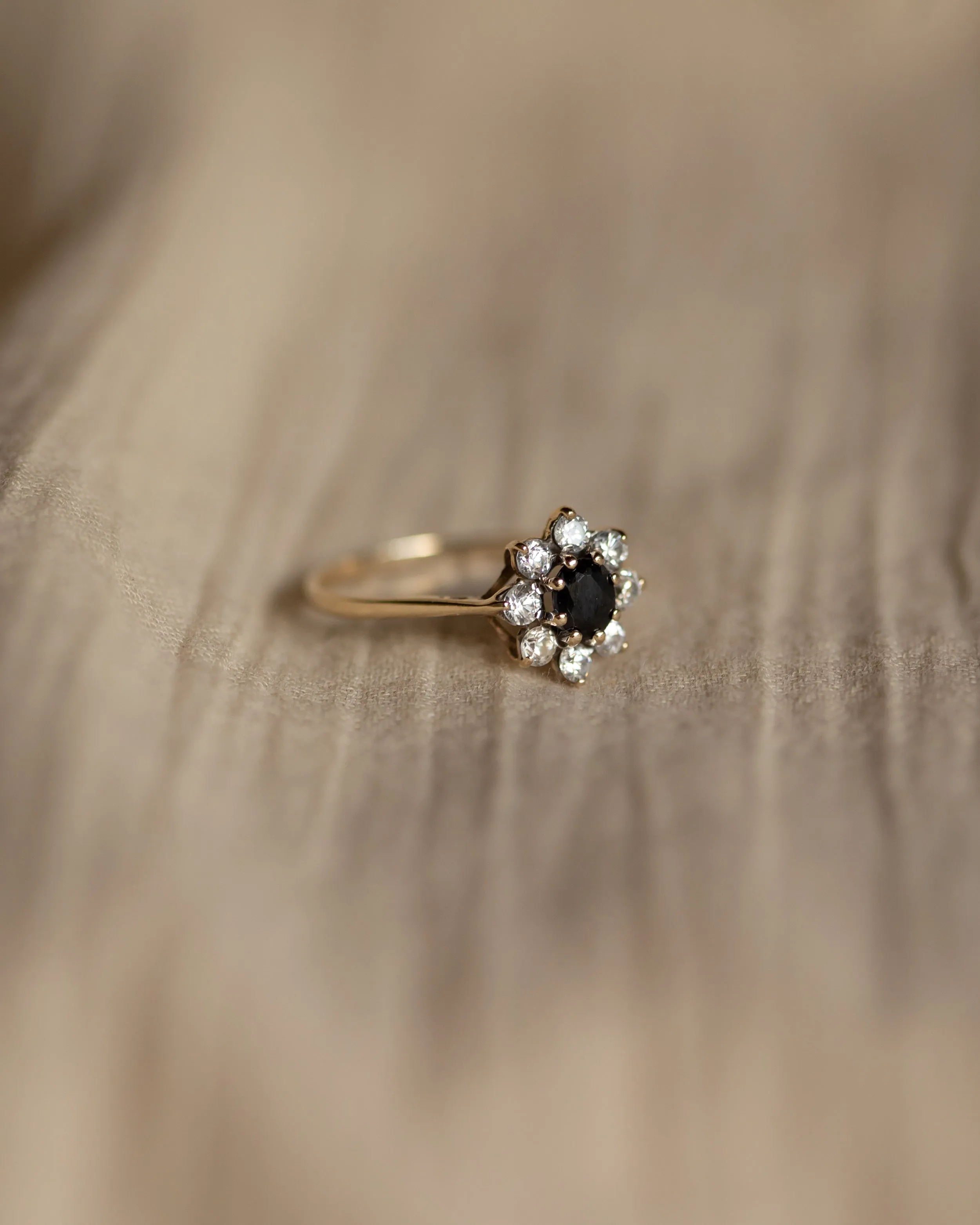 Georgia 1987 Vintage 9ct Gold Sapphire & Cubic Zircon Cluster Ring sold by Rock n Rose product image thumbnail 4