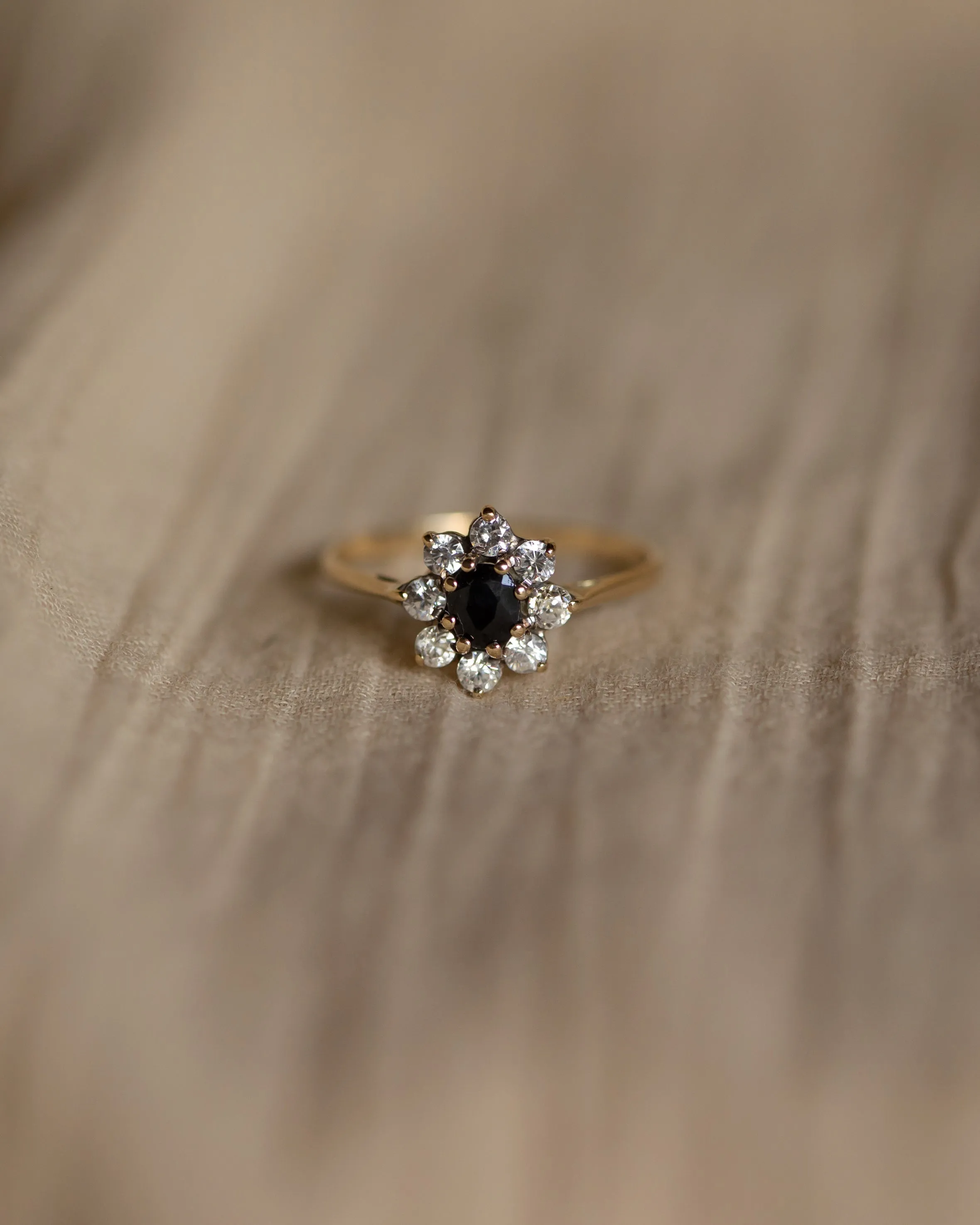 Georgia 1987 Vintage 9ct Gold Sapphire & Cubic Zircon Cluster Ring sold by Rock n Rose product image thumbnail 3