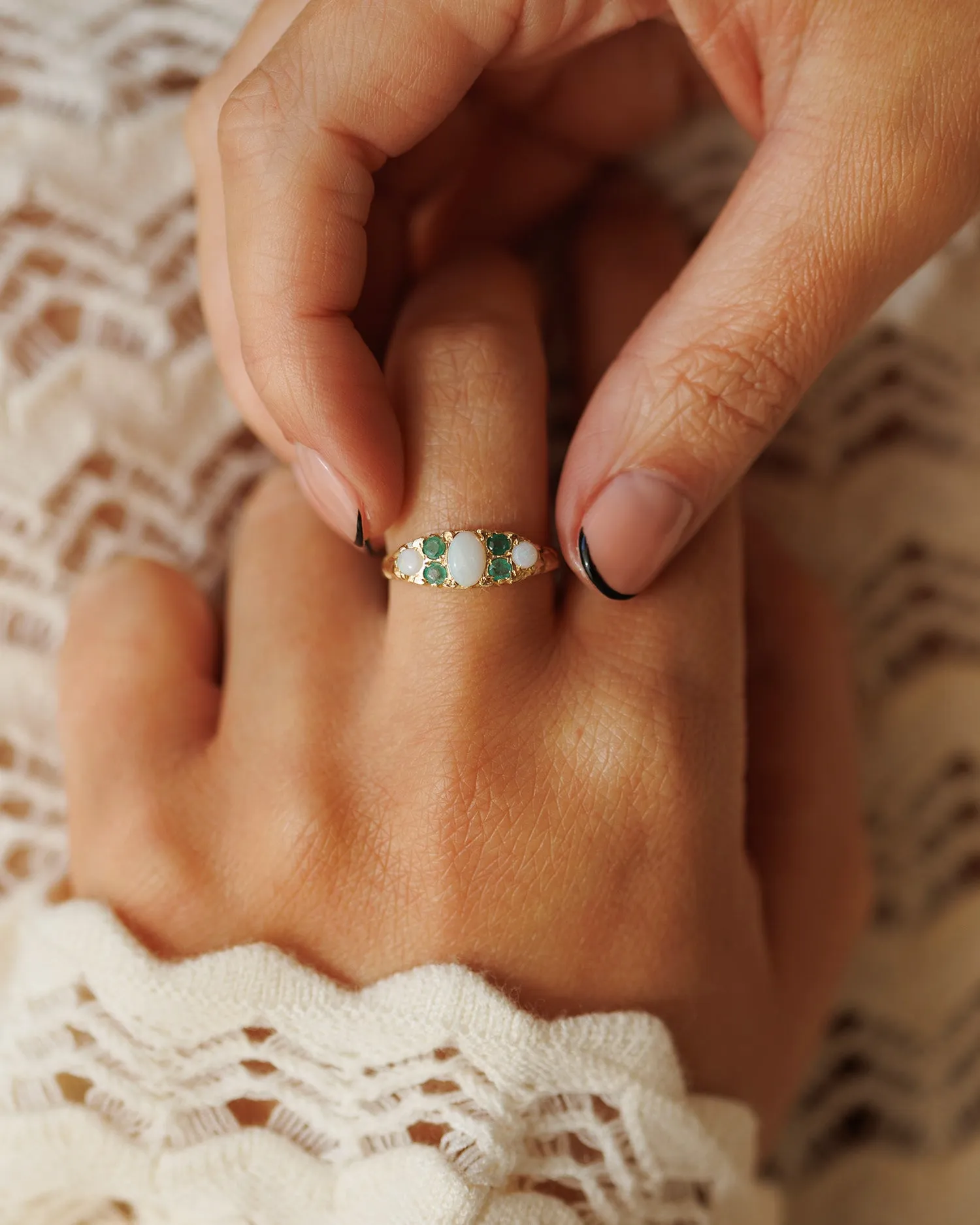 Martha 9ct Gold Opal & Emerald Ring sold by Rock n Rose product image thumbnail 2