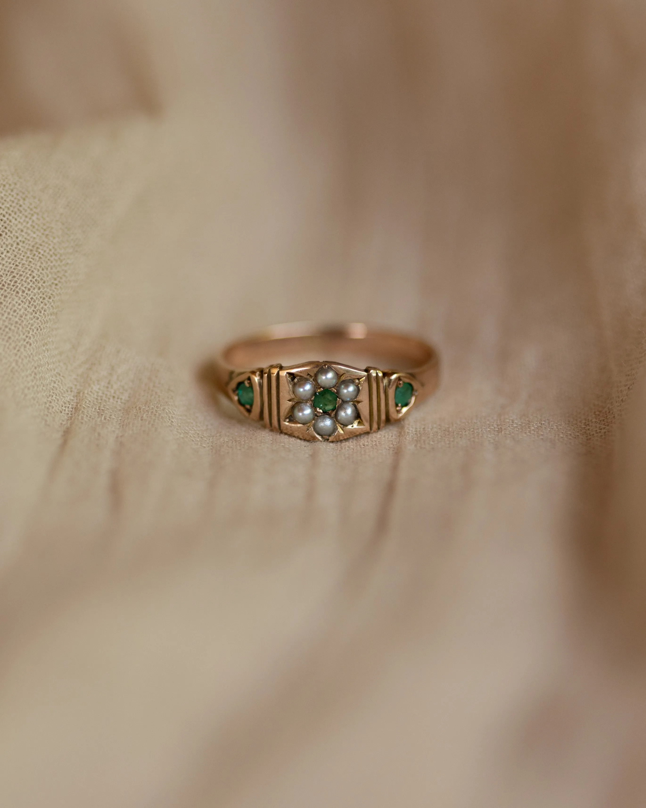 Faye Antique 15ct Gold Emerald & Pearl Ring sold by Rock n Rose product image thumbnail 3