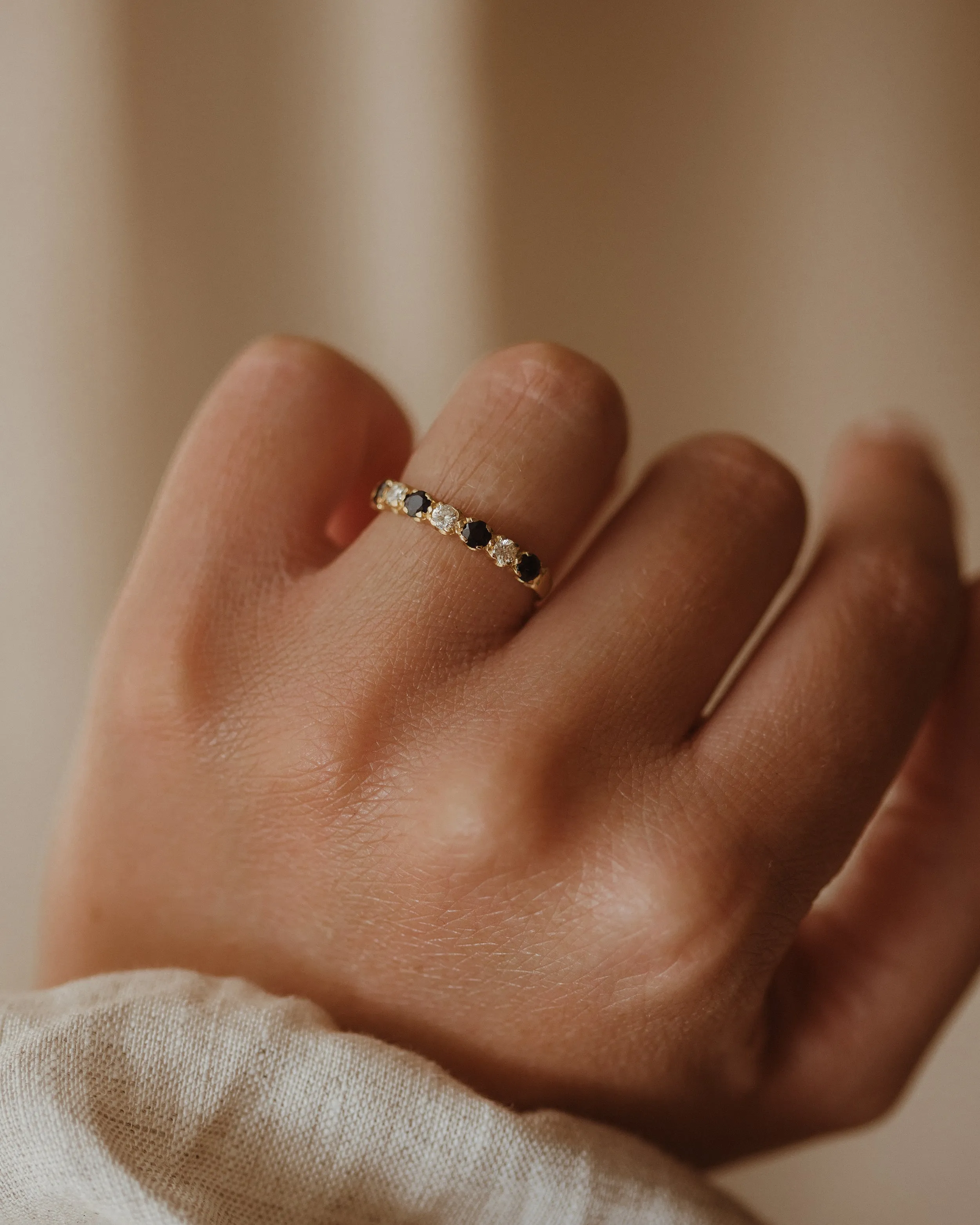 Cathrine 1979 18ct Gold Sapphire & Diamond Half Eternity Ring sold by Rock n Rose product image thumbnail 2