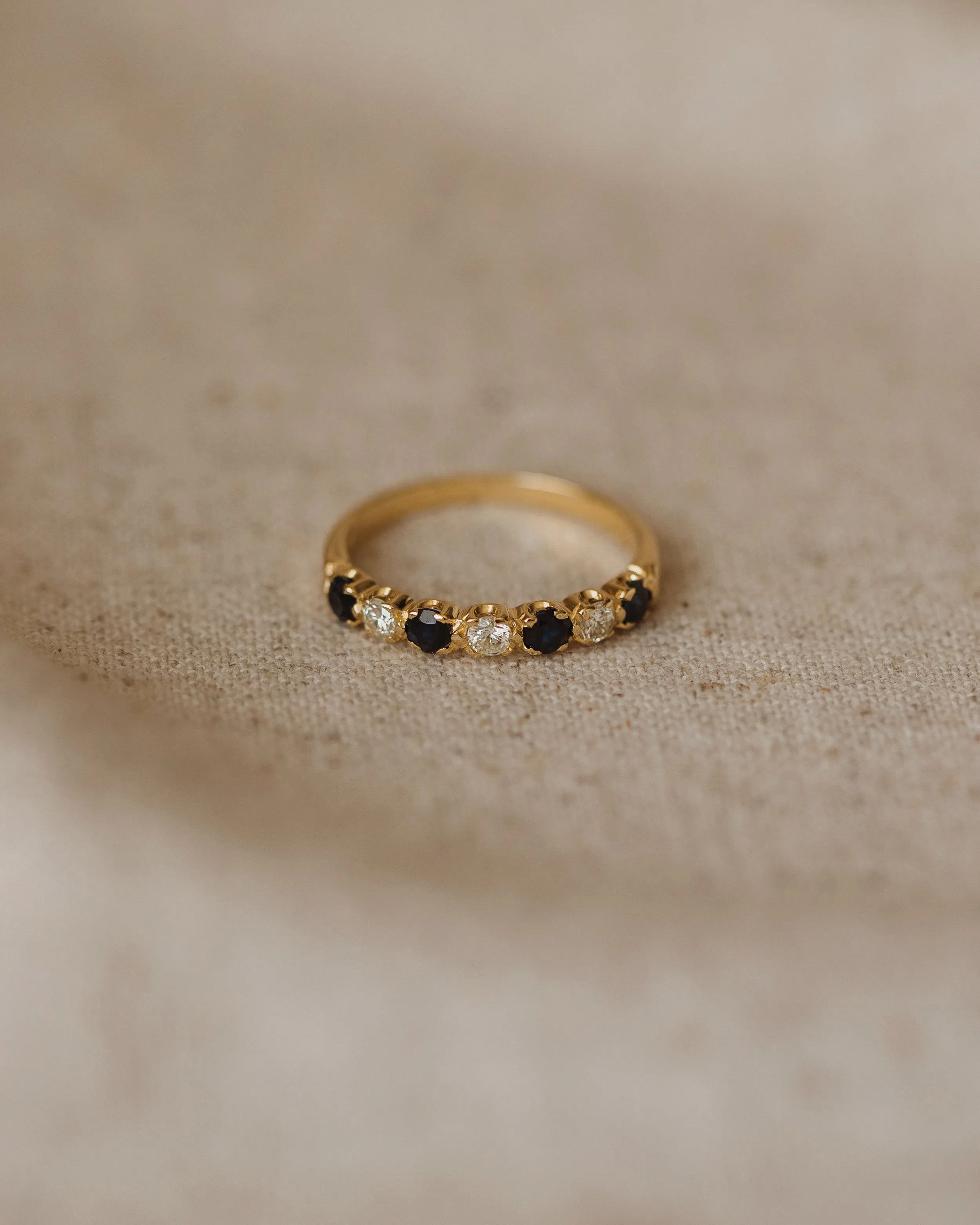 Cathrine 1979 18ct Gold Sapphire & Diamond Half Eternity Ring sold by Rock n Rose