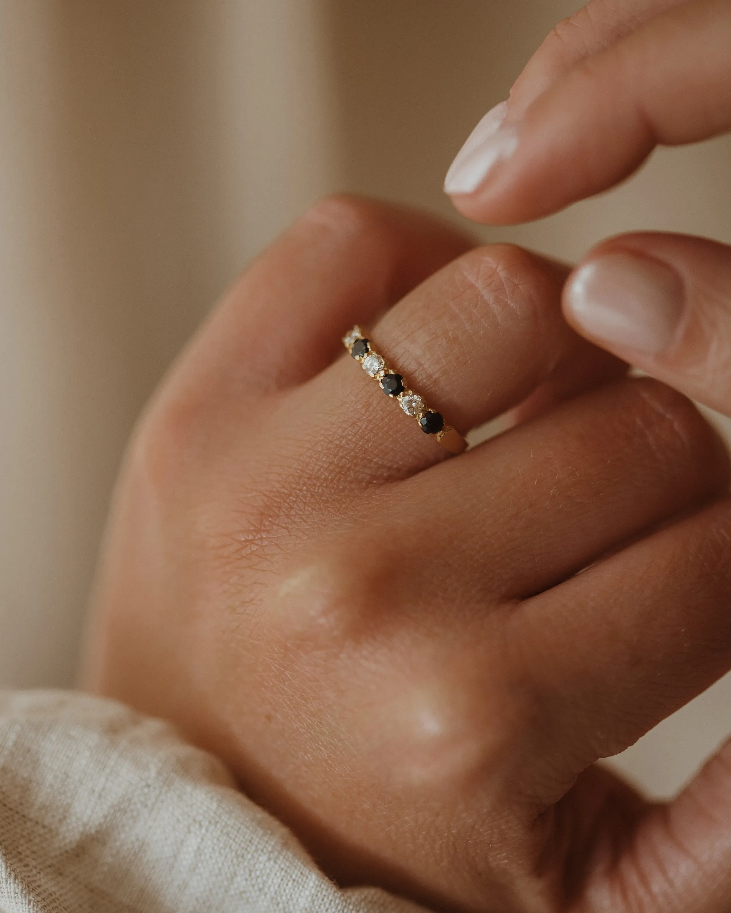 Cathrine 1979 18ct Gold Sapphire & Diamond Half Eternity Ring sold by Rock n Rose product image thumbnail 3