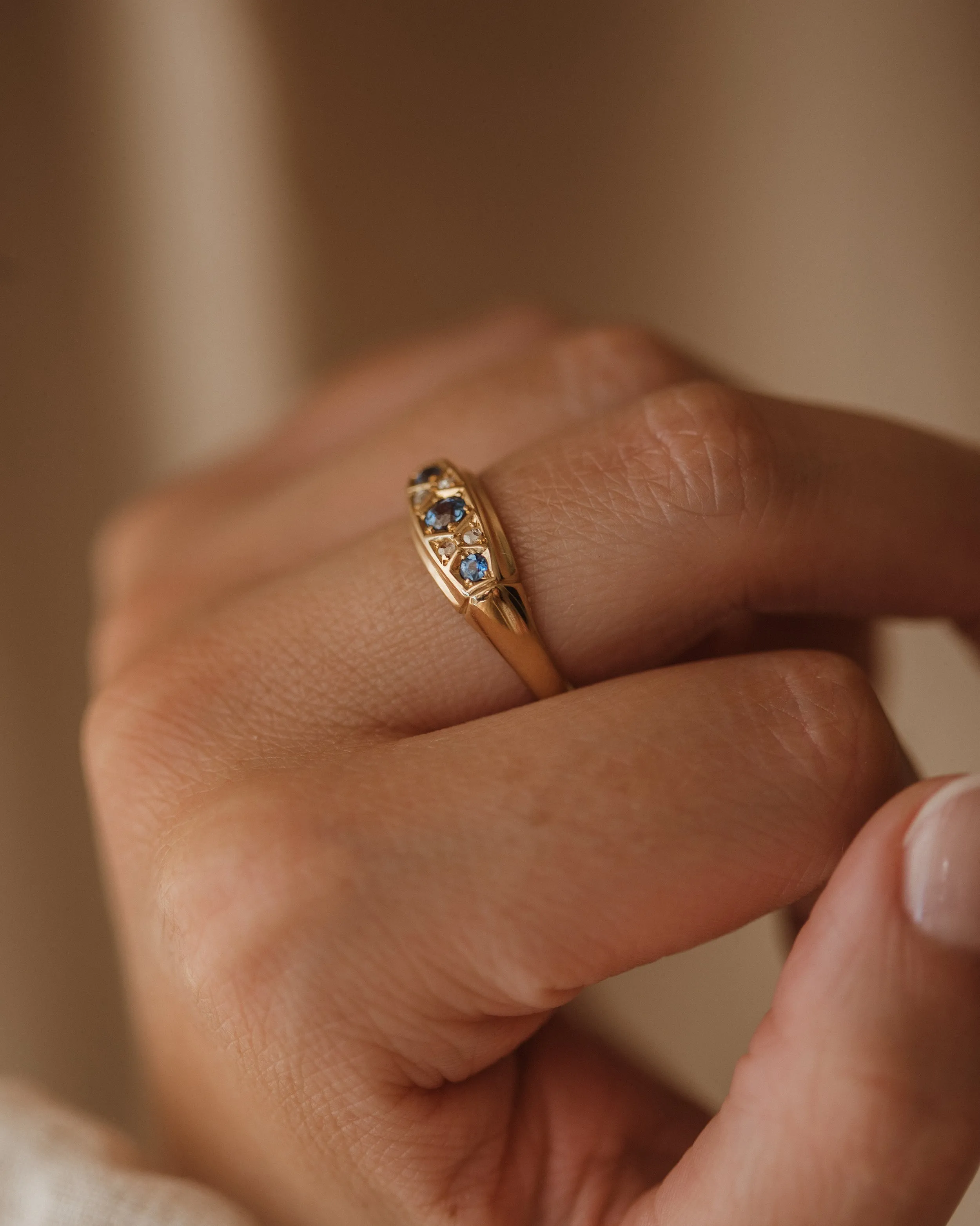 Blanche 1918 18ct Gold Sapphire & Diamond Ring sold by Rock n Rose product image thumbnail 2