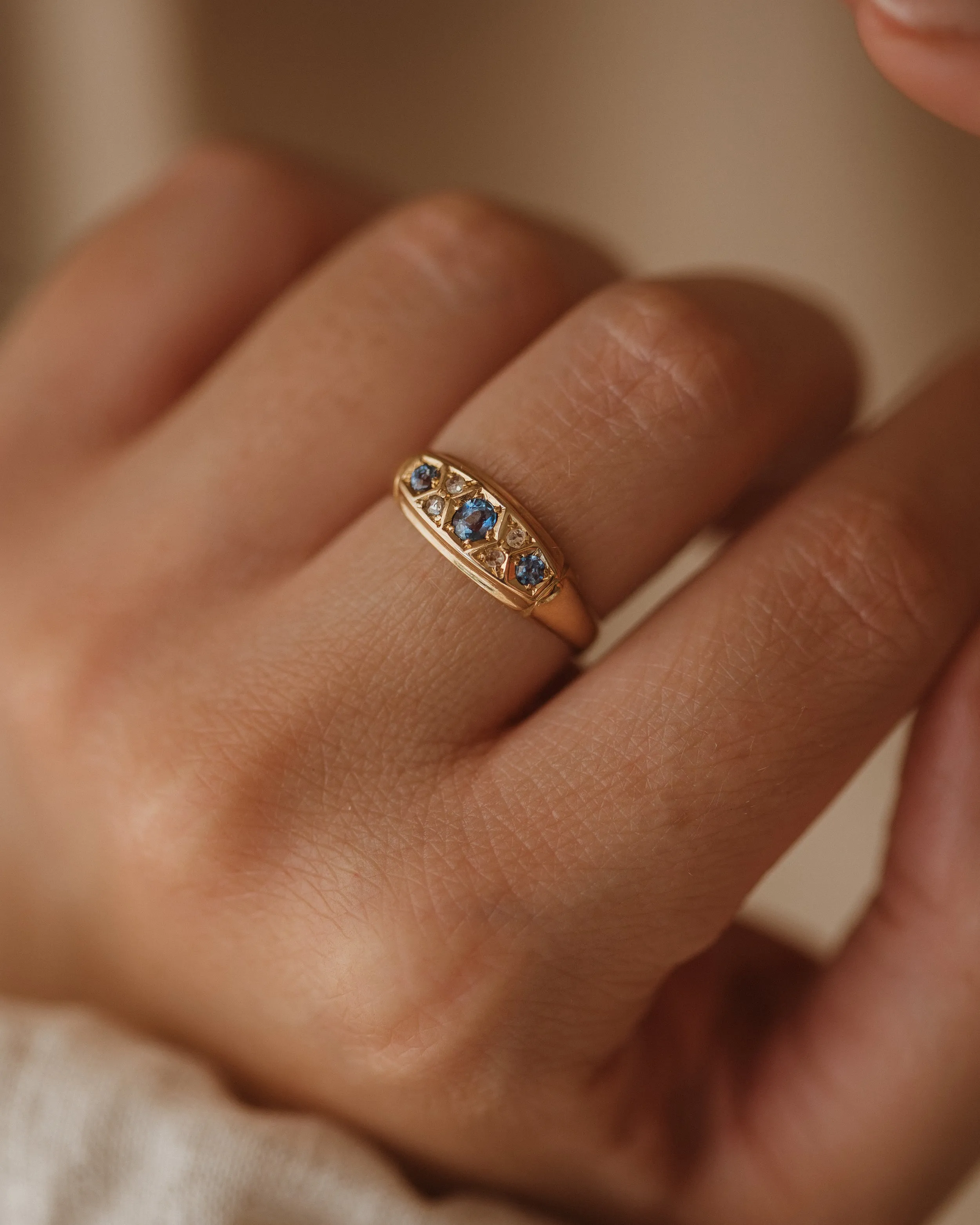 Blanche 1918 18ct Gold Sapphire & Diamond Ring sold by Rock n Rose