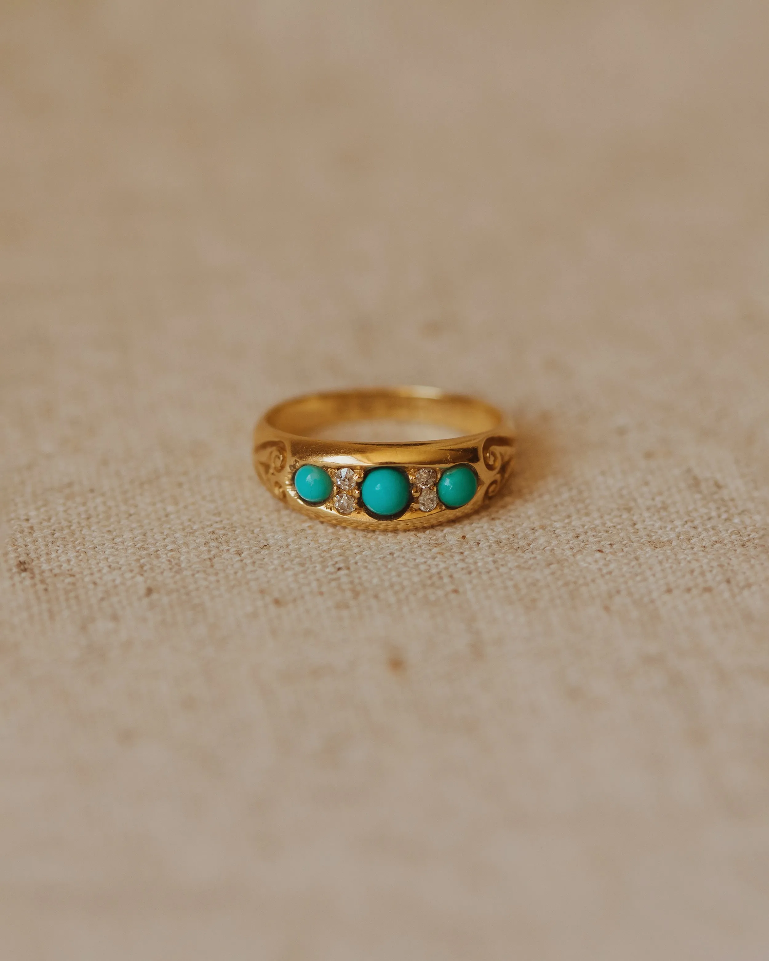 Winifred 1812 Antique 18ct Gold Turquoise & Diamond Ring sold by Rock n Rose product image thumbnail 3
