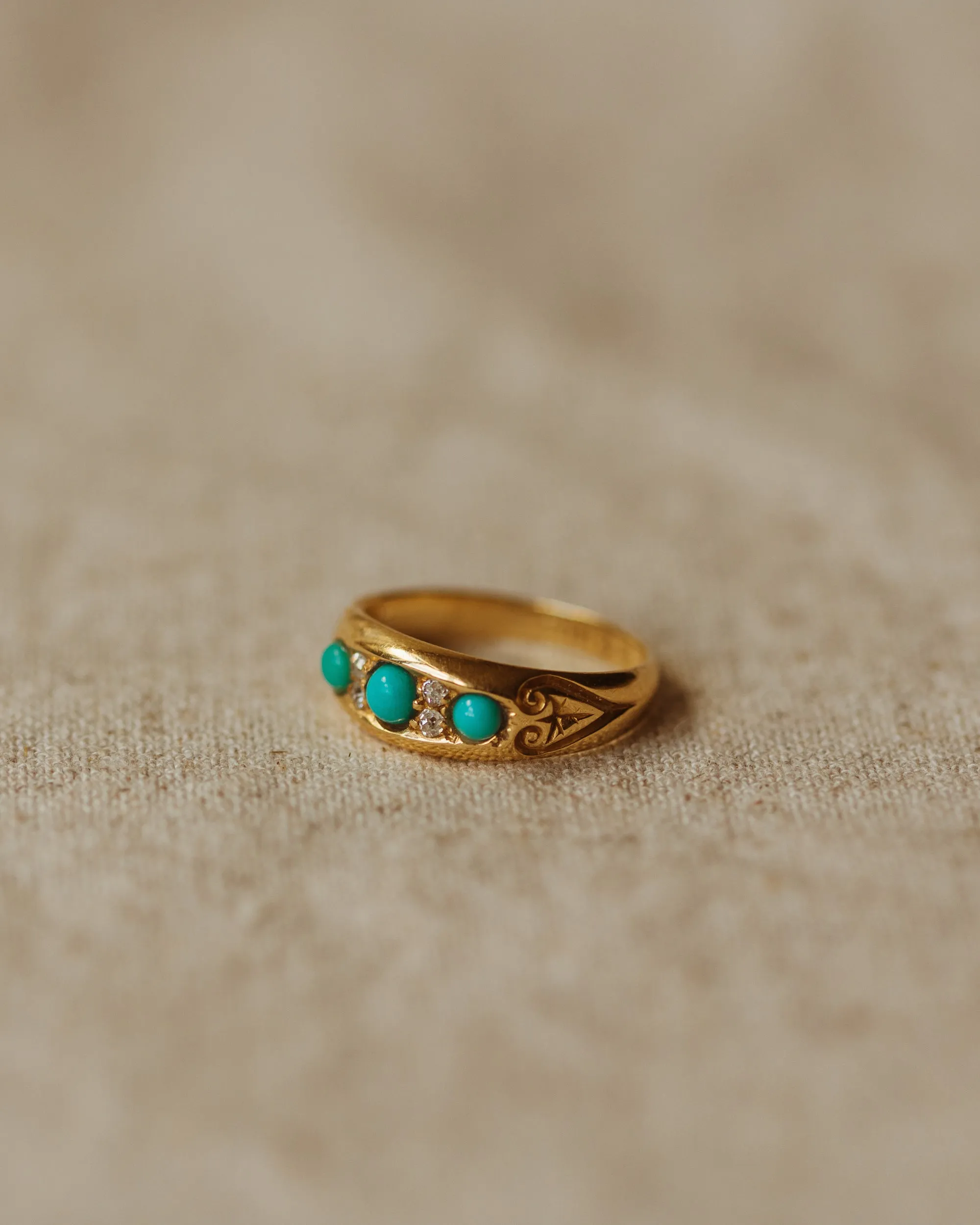 Winifred 1812 Antique 18ct Gold Turquoise & Diamond Ring sold by Rock n Rose product image thumbnail 4