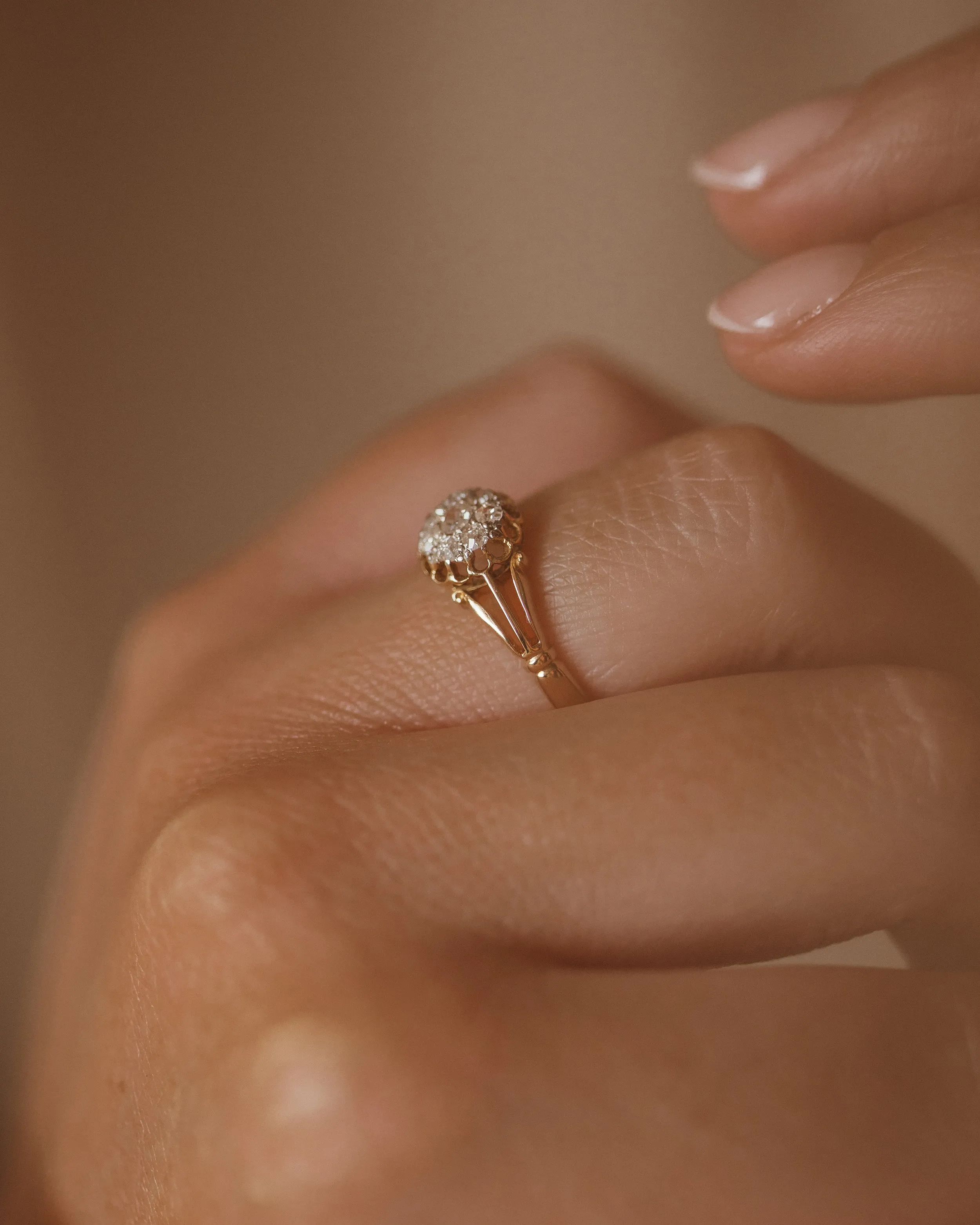 Clarice Antique 18ct Gold Old-Cut Diamond Cluster Ring sold by Rock n Rose product image thumbnail 2