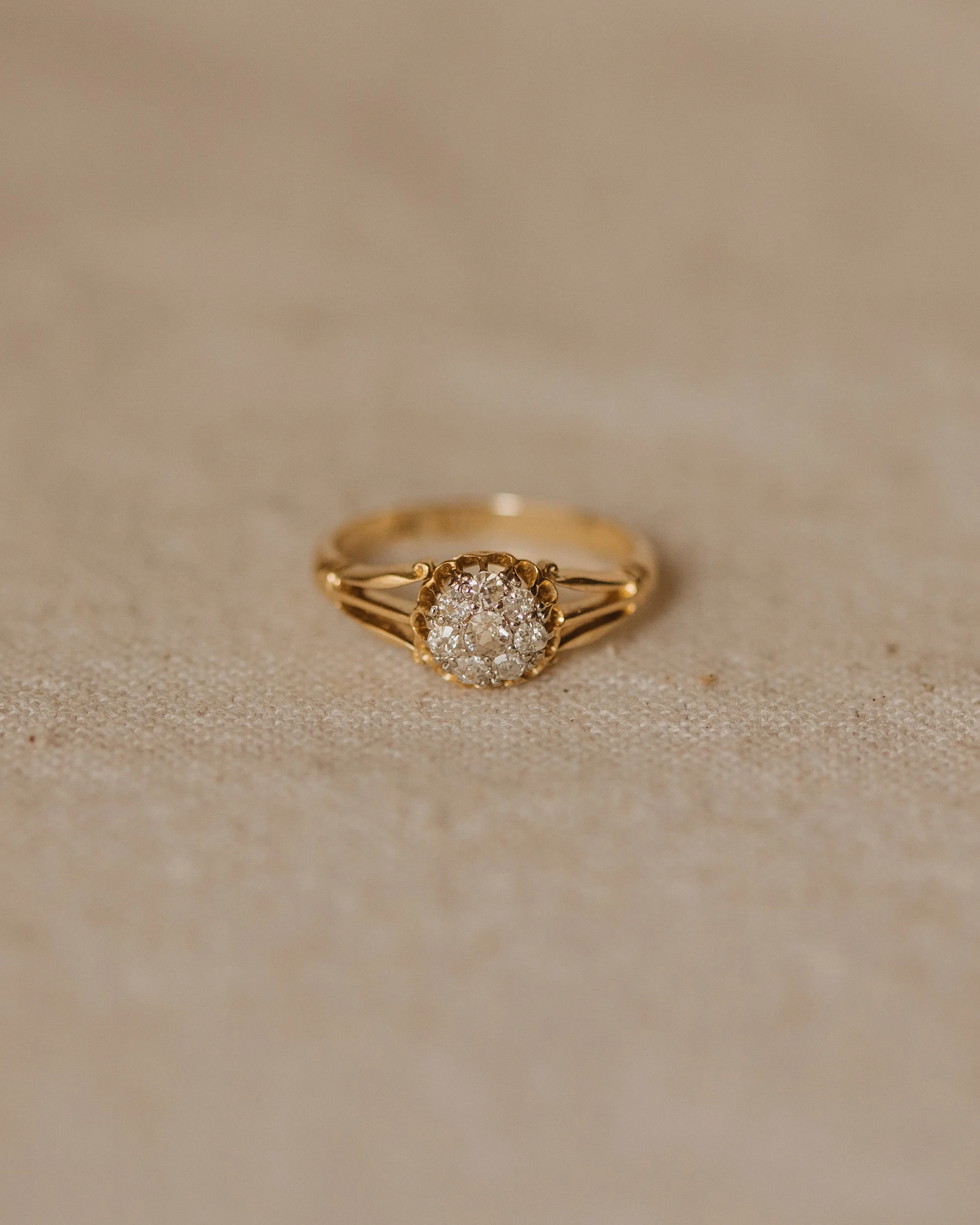 Clarice Antique 18ct Gold Old-Cut Diamond Cluster Ring sold by Rock n Rose product image thumbnail 3