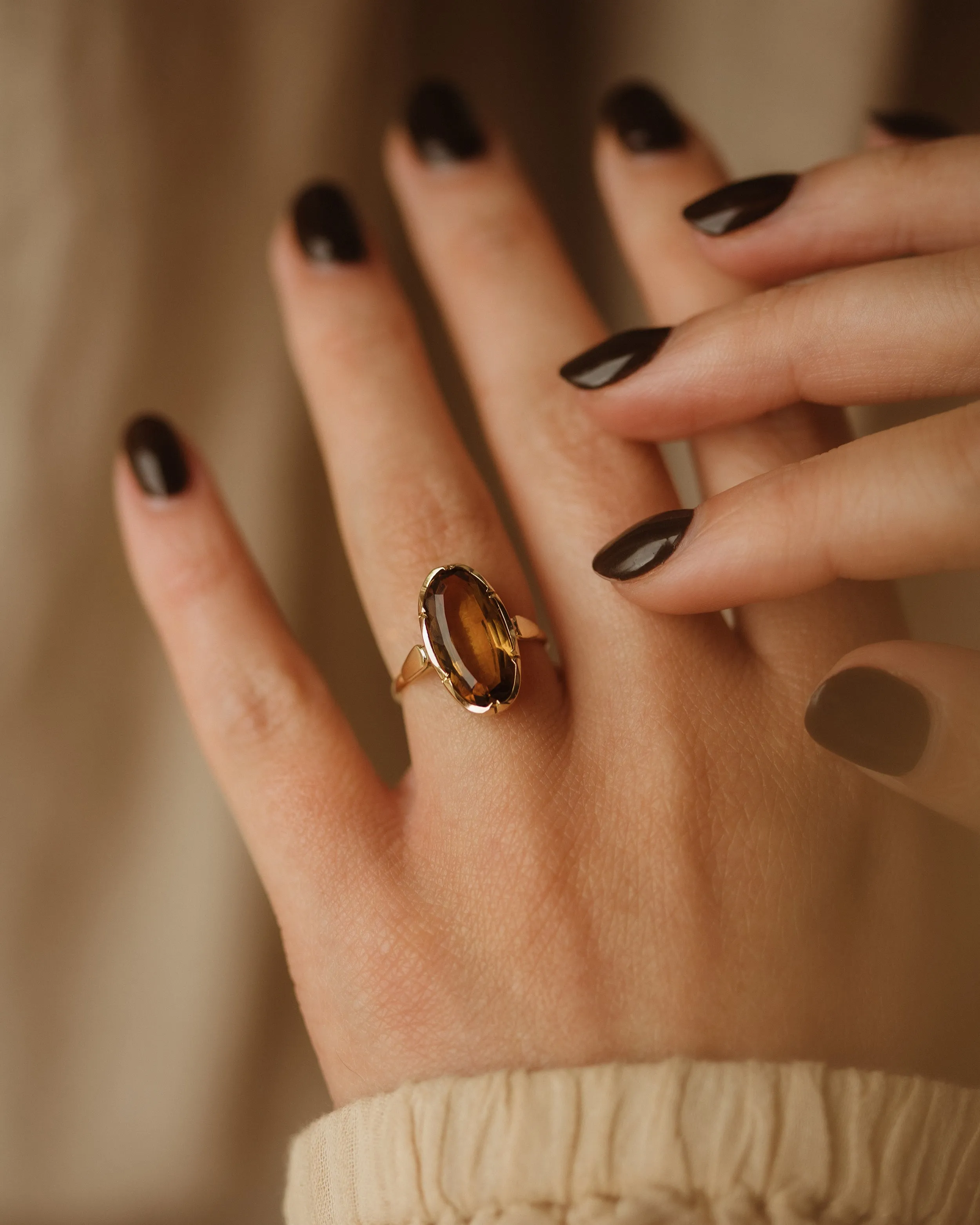 Jean Vintage 9ct Gold Smoky Quartz Ring sold by Rock n Rose