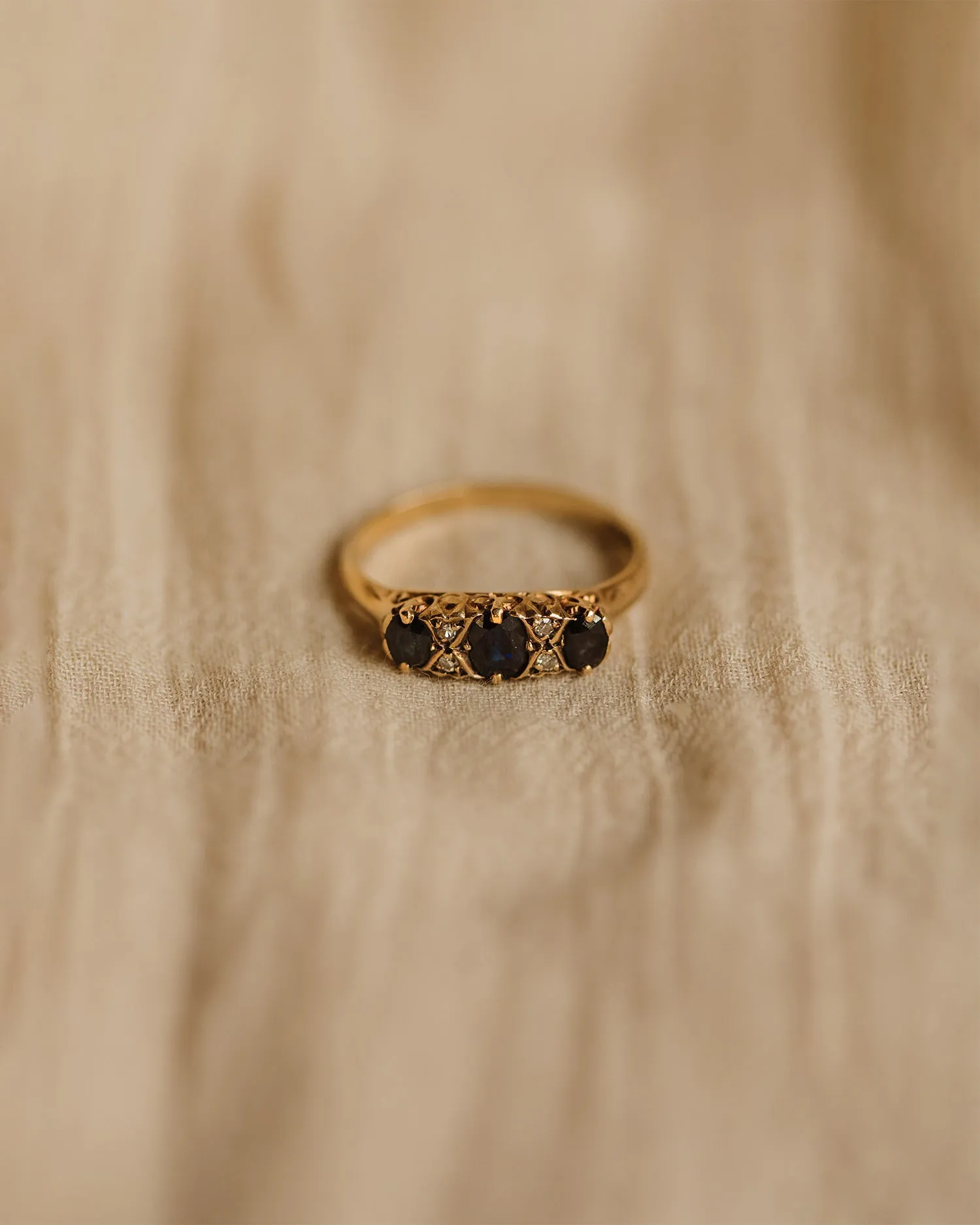 Audrey 1980 9ct Gold Sapphire & Diamond Ring sold by Rock n Rose product image thumbnail 2