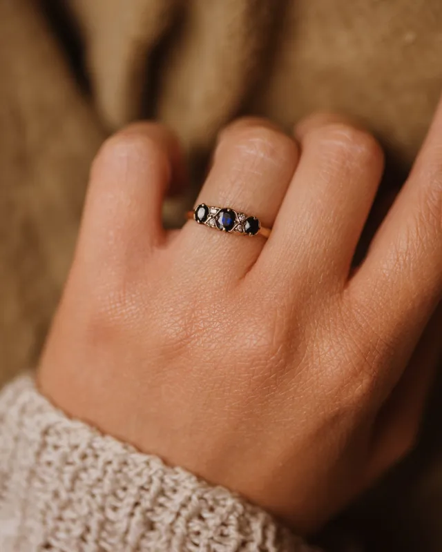 Audrey 1980 9ct Gold Sapphire & Diamond Ring sold by Rock n Rose