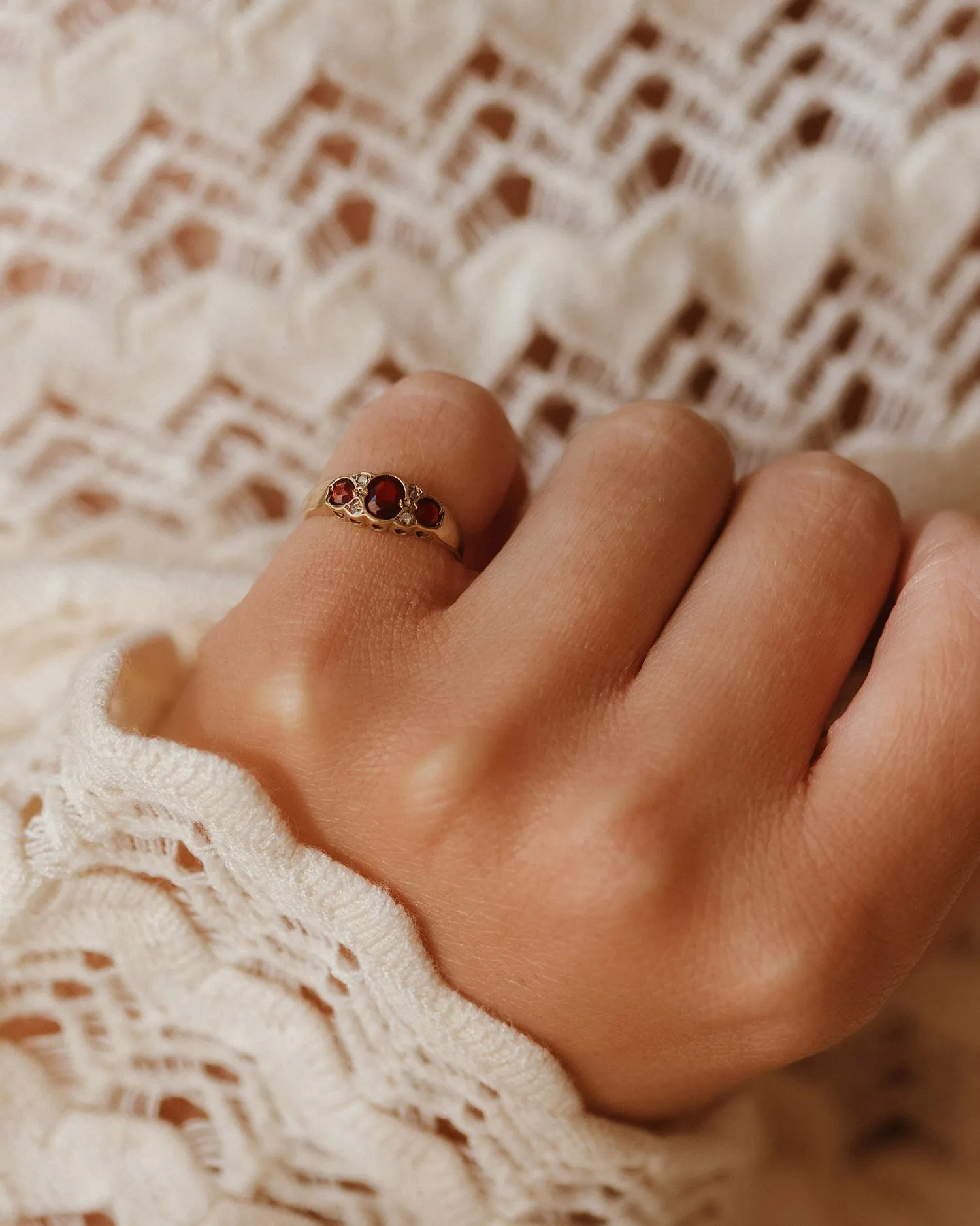 Virginia 9ct Gold Garnet & Diamond Ring sold by Rock n Rose product image thumbnail 2