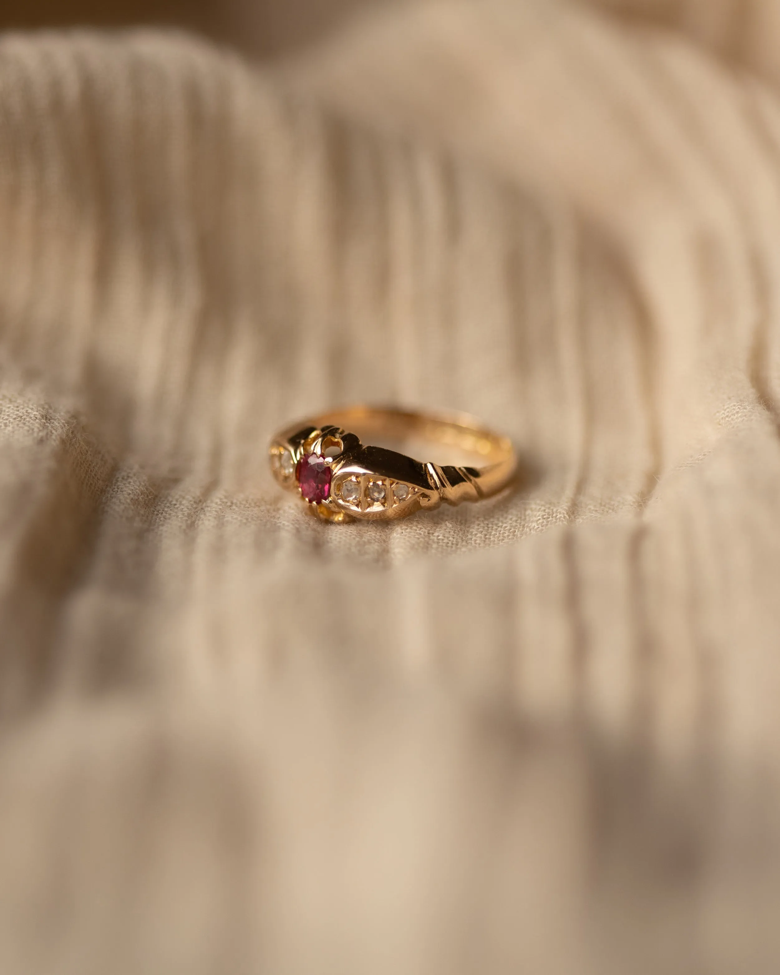 Evelyn 1910 Antique 18ct Gold Ruby & Diamond Ring sold by Rock n Rose product image thumbnail 4