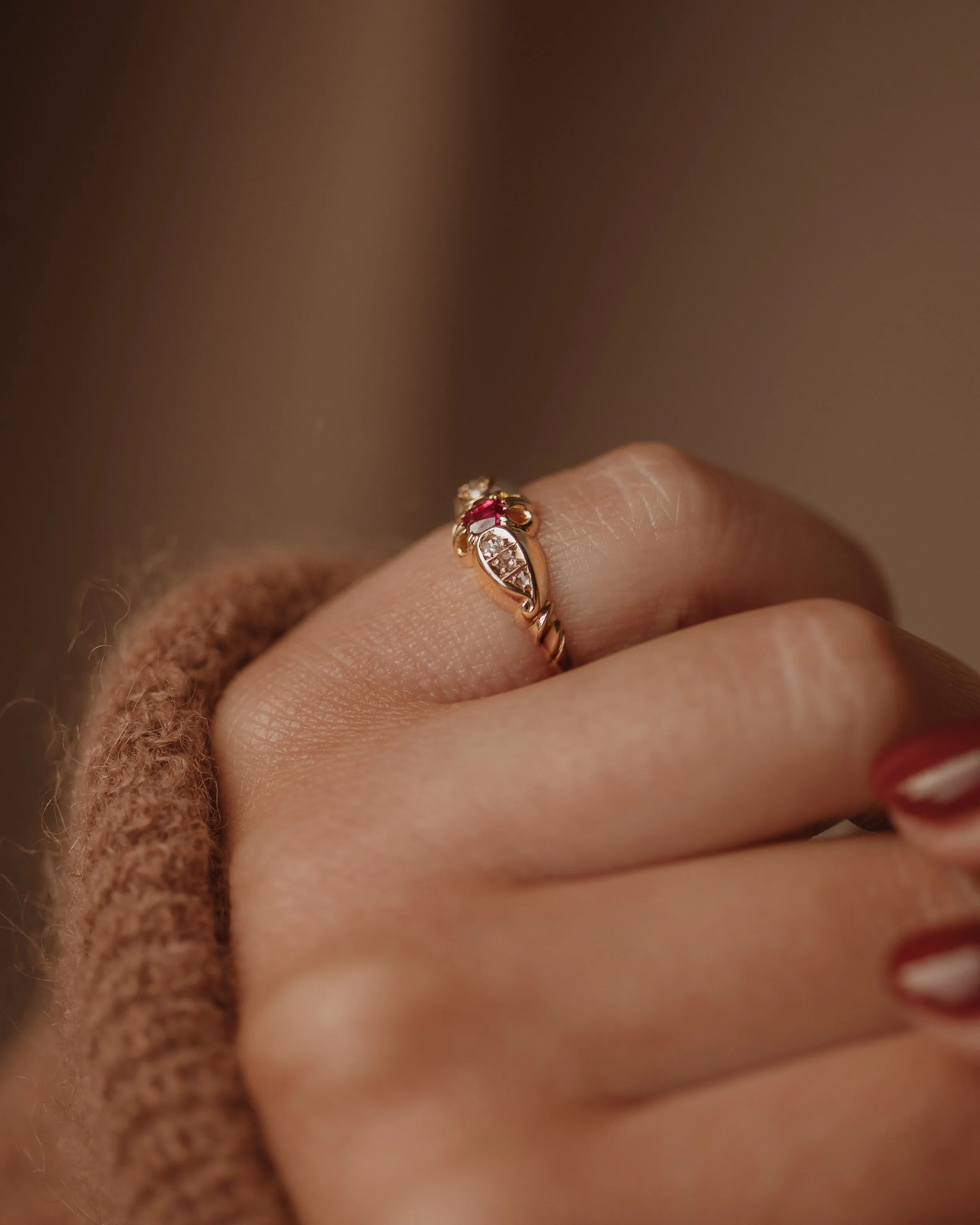 Evelyn 1910 Antique 18ct Gold Ruby & Diamond Ring sold by Rock n Rose product image thumbnail 2