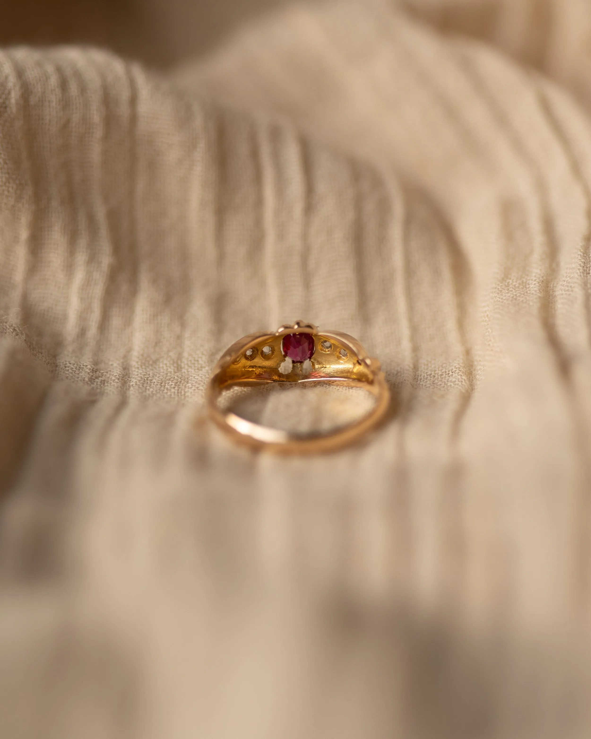 Evelyn 1910 Antique 18ct Gold Ruby & Diamond Ring sold by Rock n Rose product image thumbnail 5