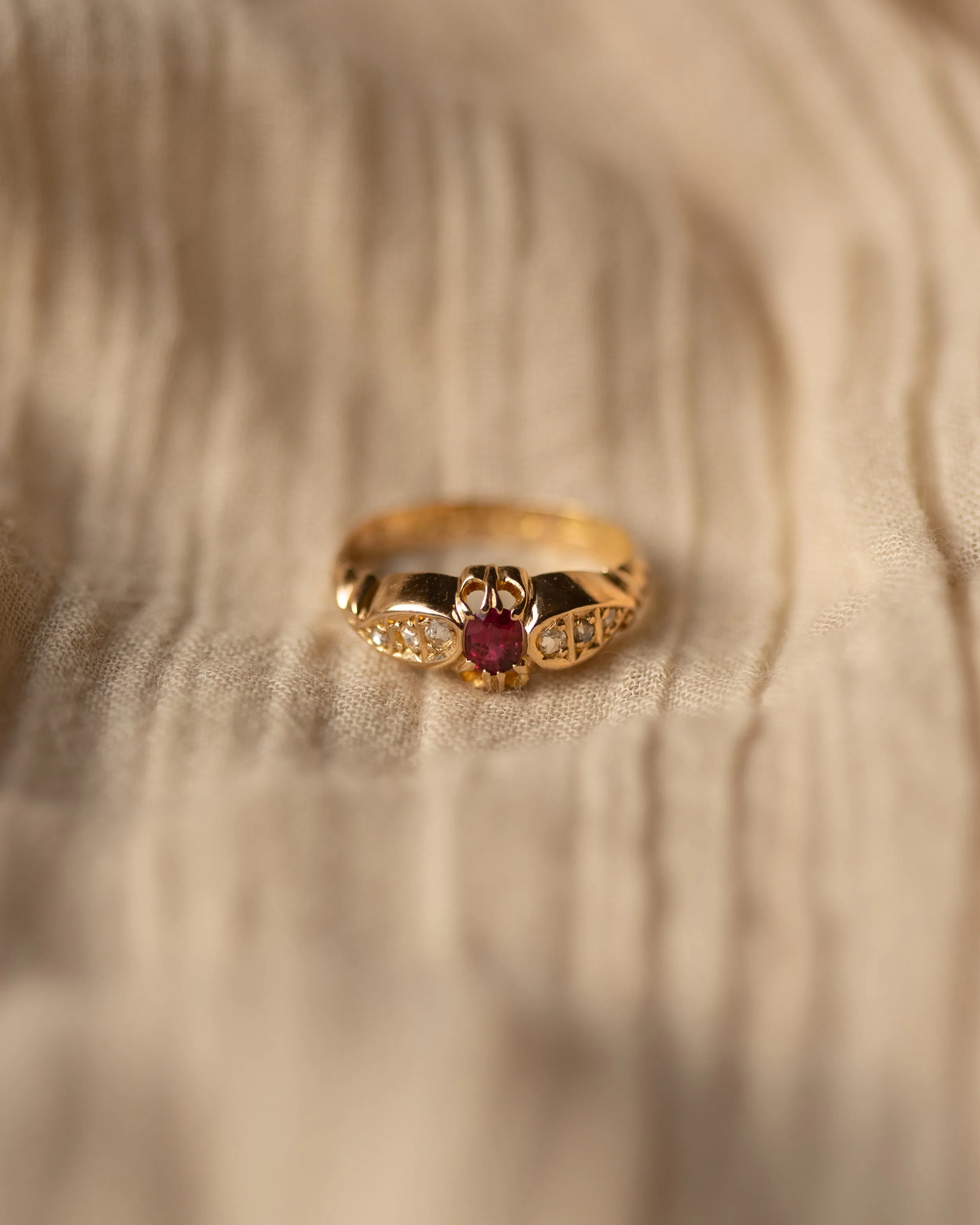 Evelyn 1910 Antique 18ct Gold Ruby & Diamond Ring sold by Rock n Rose product image thumbnail 3
