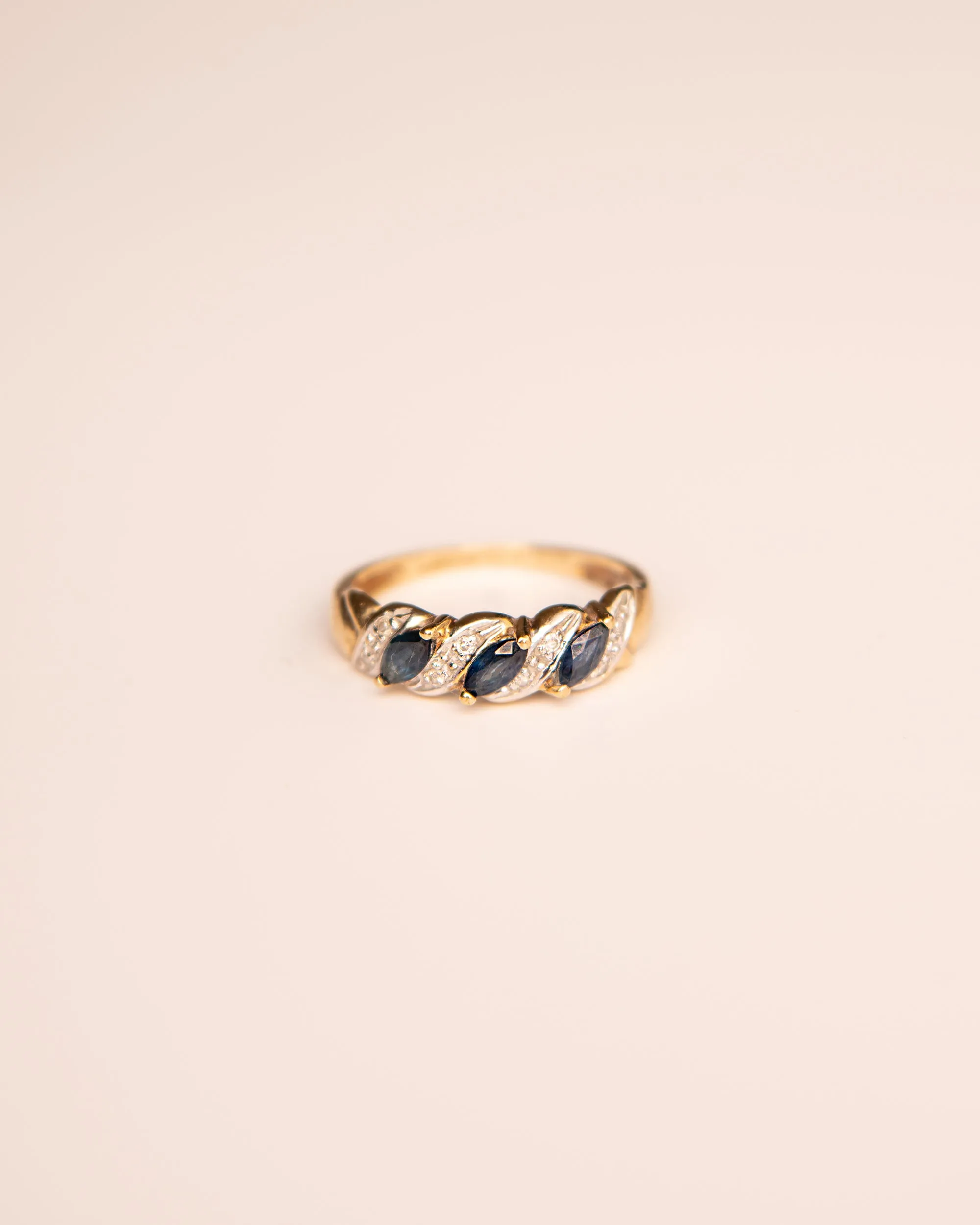 Juno 9ct Gold Vintage Diamond & Sapphire Ring sold by Rock n Rose product image thumbnail 2