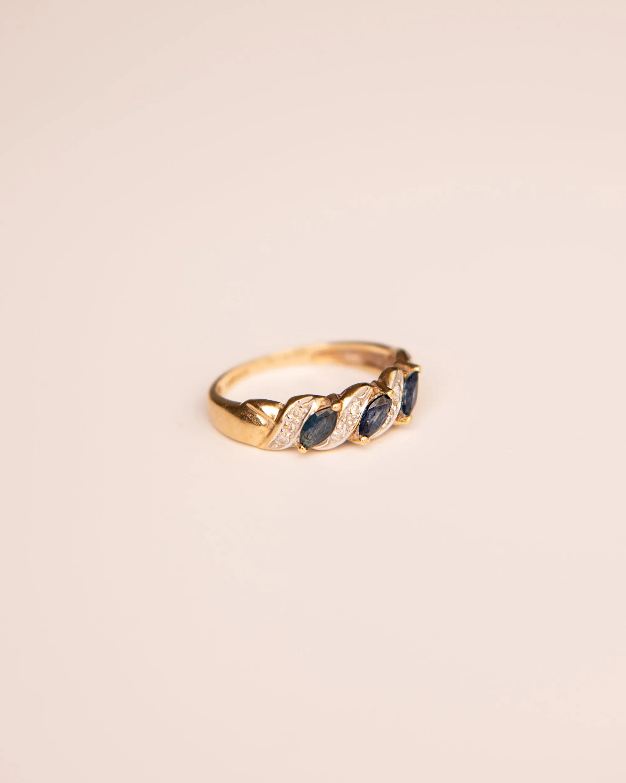 Juno 9ct Gold Vintage Diamond & Sapphire Ring sold by Rock n Rose product image thumbnail 3