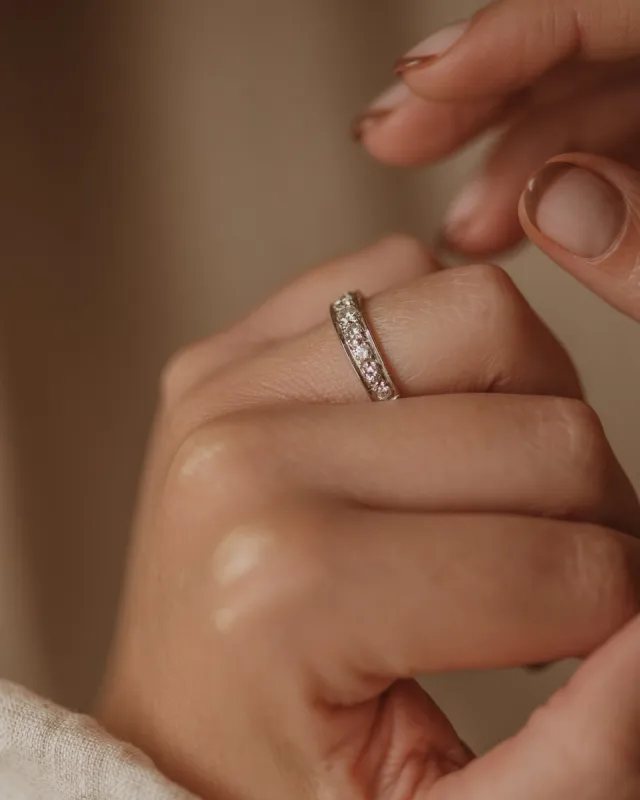 Odessa Vintage 18ct White Gold Diamond Half Eternity Ring sold by Rock n Rose