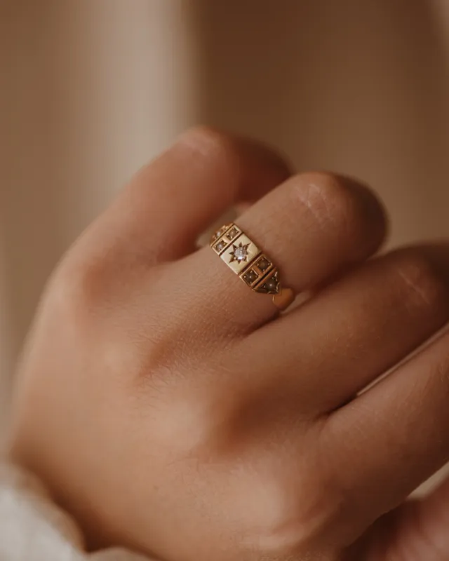 Thomasina 1892 18ct Gold Diamond & Pearl Ring sold by Rock n Rose