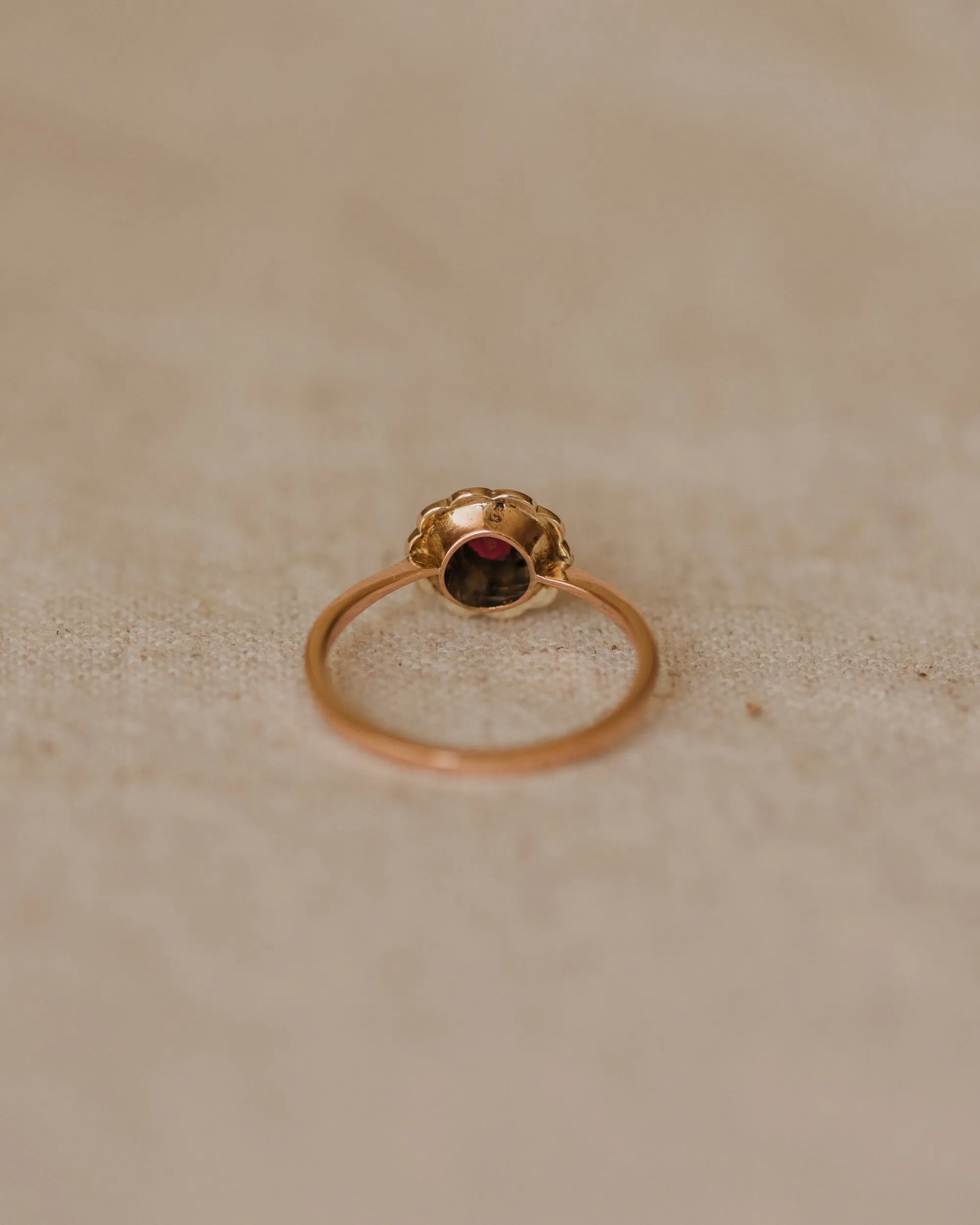 Ethel 1919 9ct Gold Garnet & Pearl Flower Cluster Ring sold by Rock n Rose product image thumbnail 4