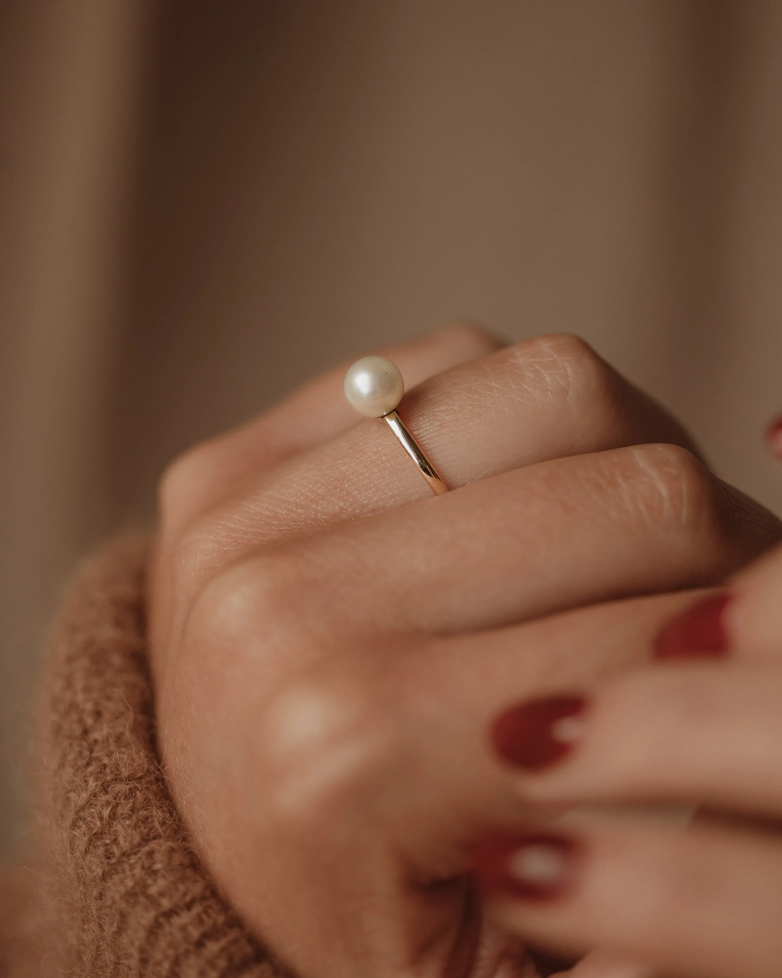 Dorothea Vintage 14ct Gold Pearl Solitaire Ring sold by Rock n Rose product image thumbnail 2