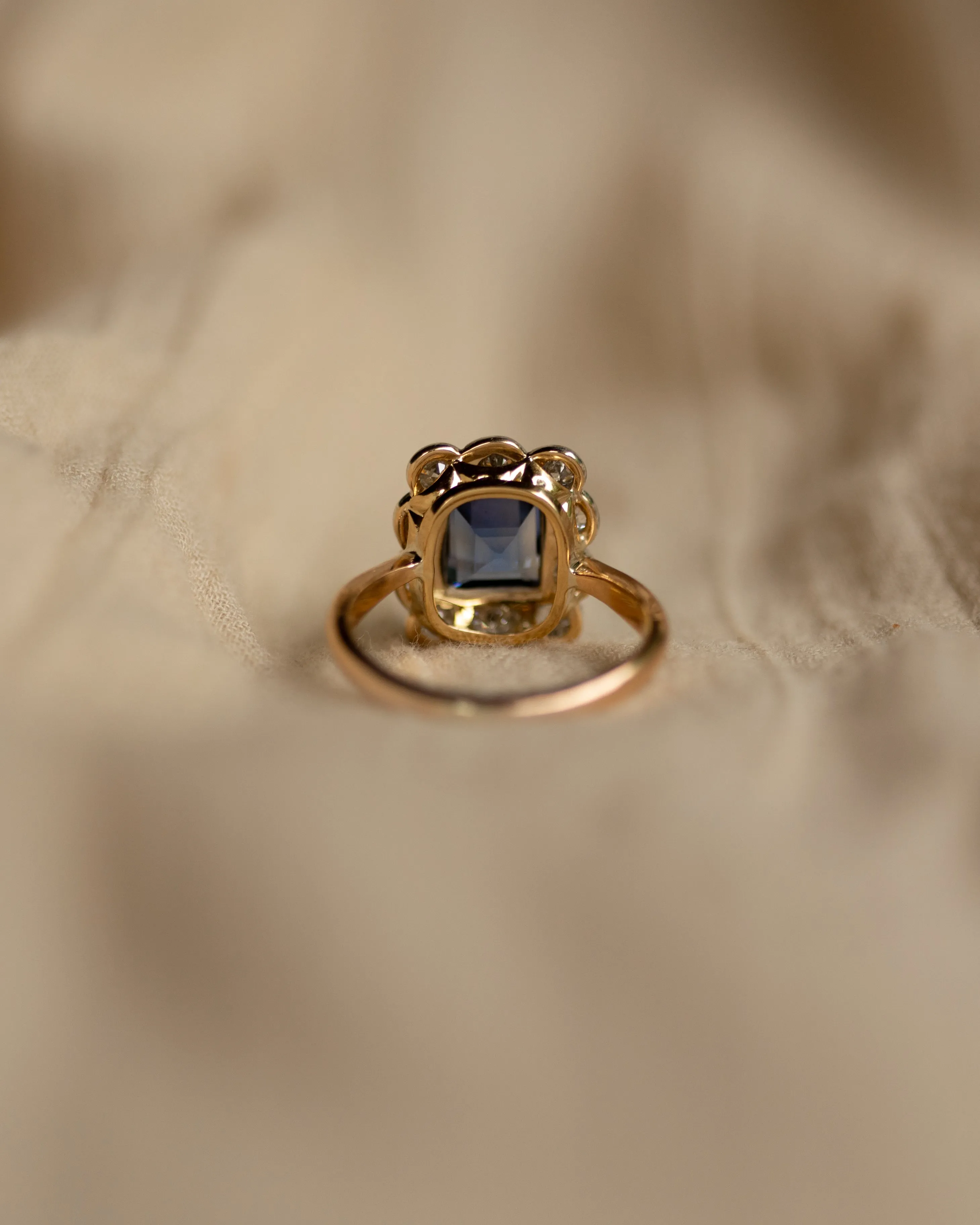 Ottilie Antique 18ct Gold Sapphire & Diamond Cluster Ring sold by Rock n Rose product image thumbnail 3