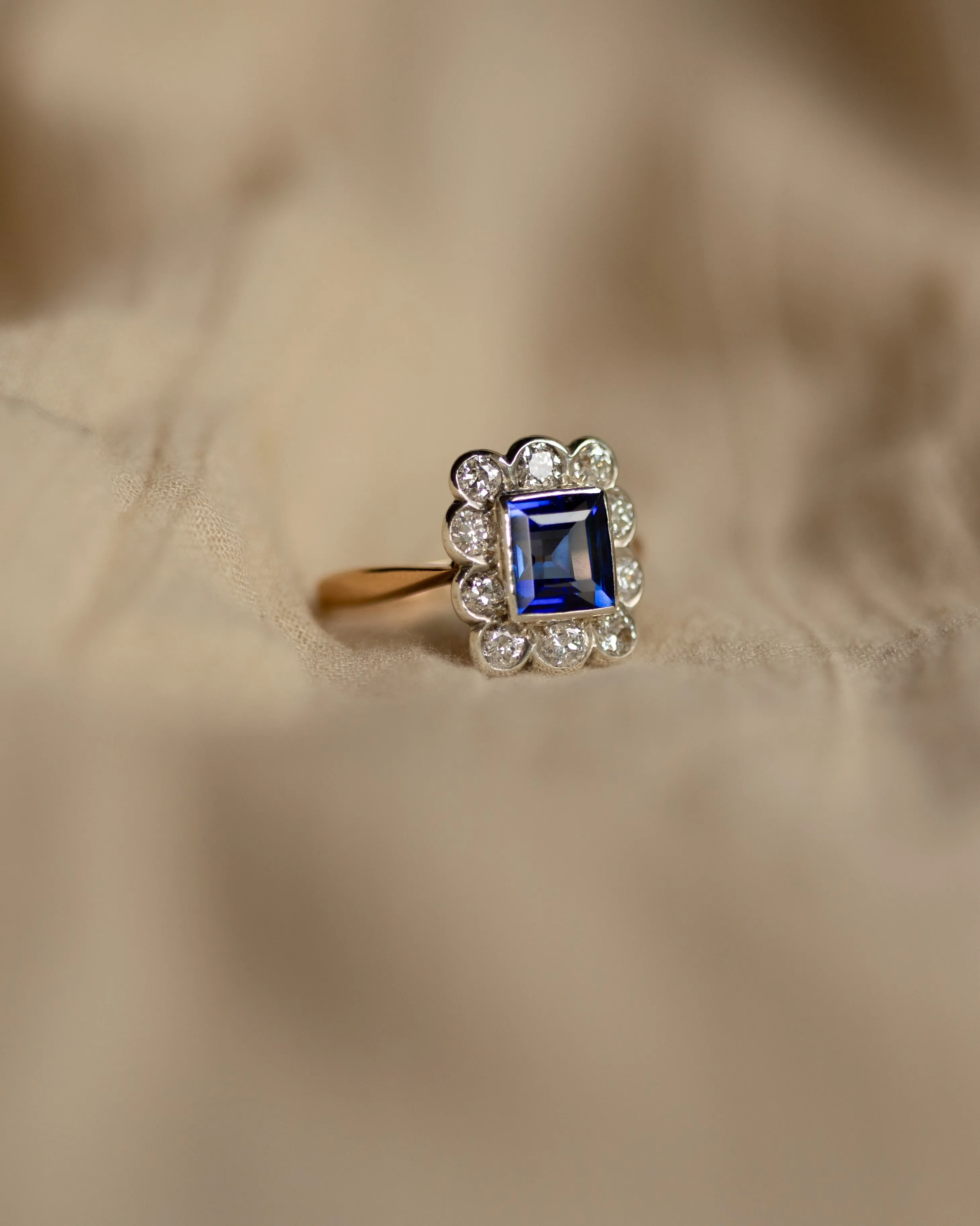 Ottilie Antique 18ct Gold Sapphire & Diamond Cluster Ring sold by Rock n Rose product image thumbnail 2