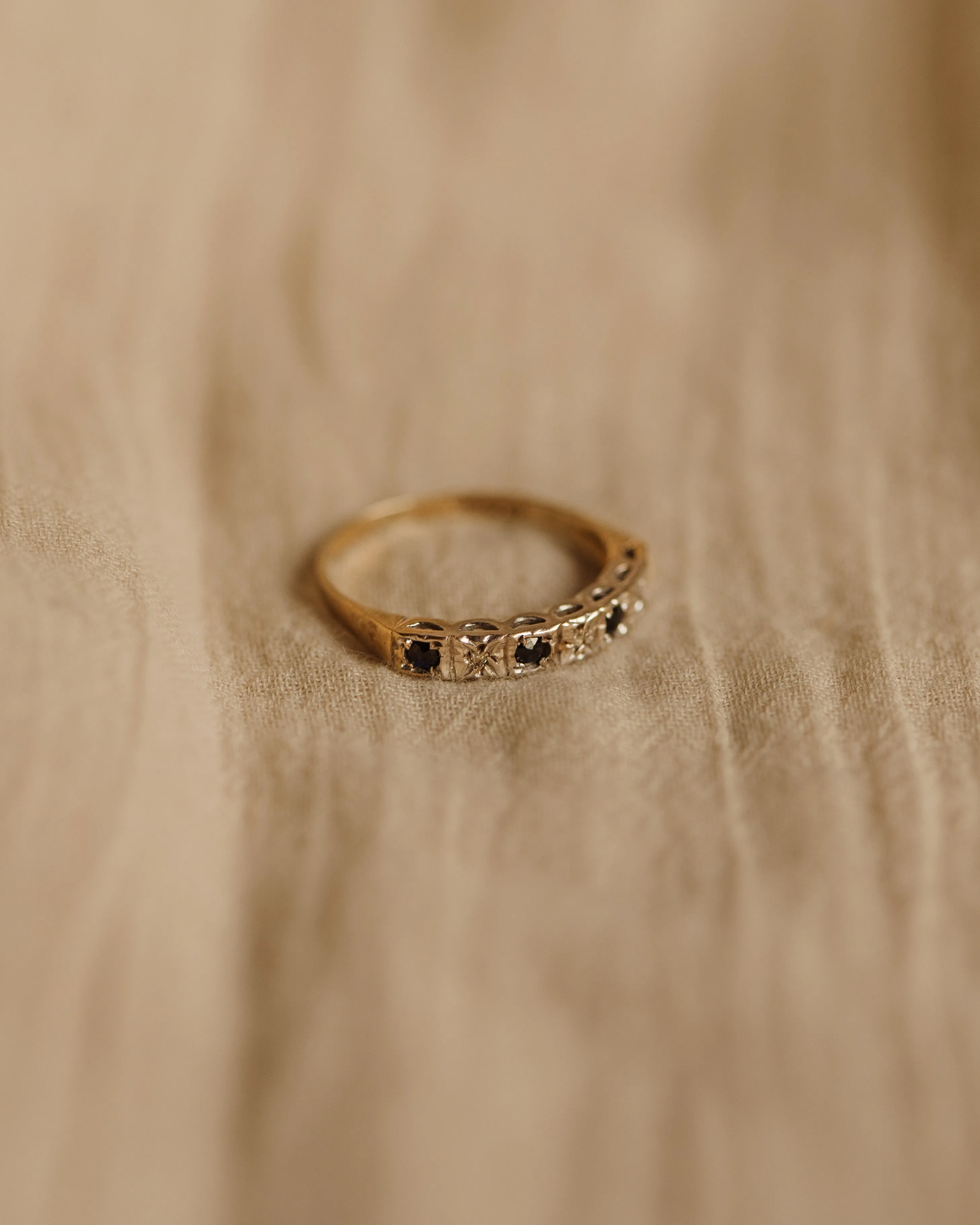 Prudence Vintage 9ct Gold Sapphire & Diamond Ring sold by Rock n Rose product image thumbnail 3