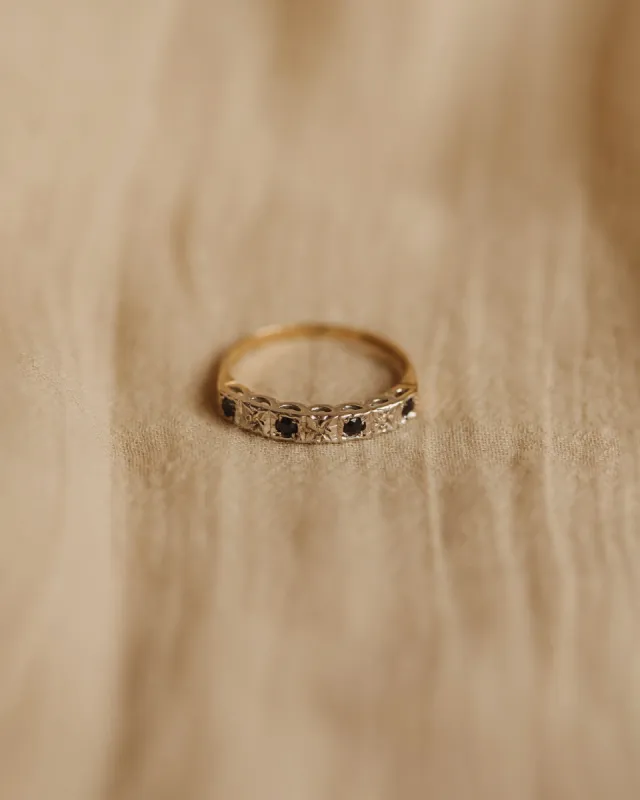 Prudence Vintage 9ct Gold Sapphire & Diamond Ring sold by Rock n Rose