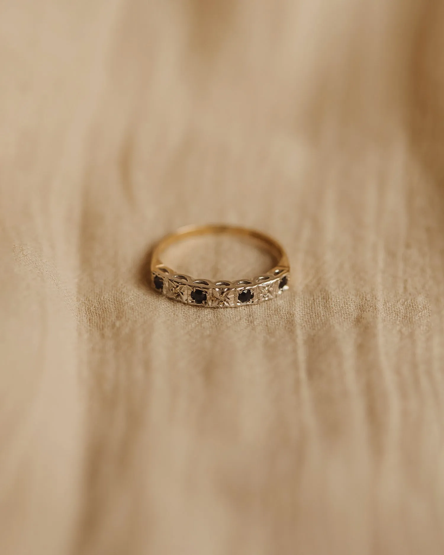 Prudence Vintage 9ct Gold Sapphire & Diamond Ring sold by Rock n Rose