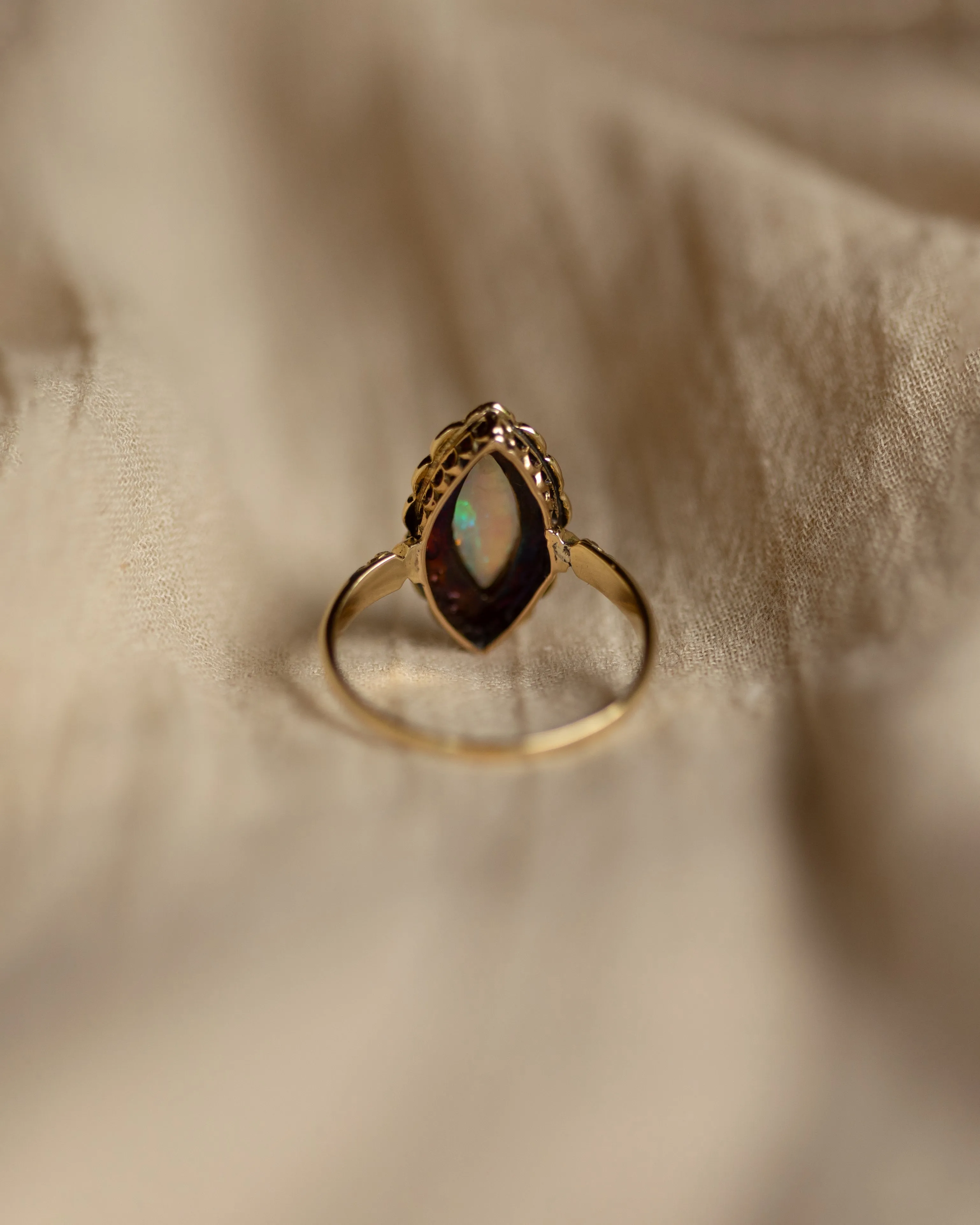 Ernestine 1898 Antique 15ct Gold Opal & Pearl Marquise Ring sold by Rock n Rose product image thumbnail 5