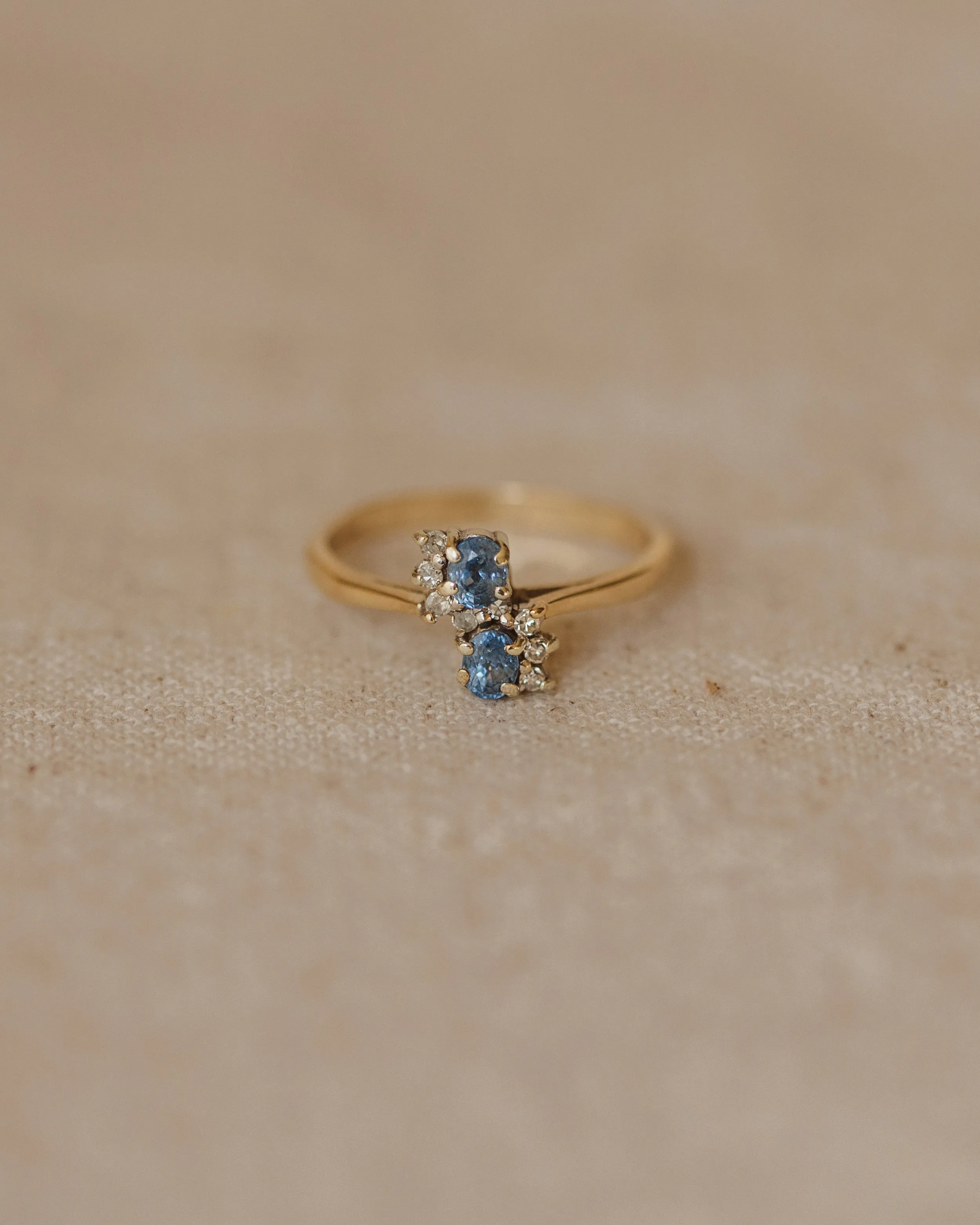 Wilma Vintage 9ct Gold Sapphire & Diamond Crossover Ring sold by Rock n Rose product image thumbnail 3