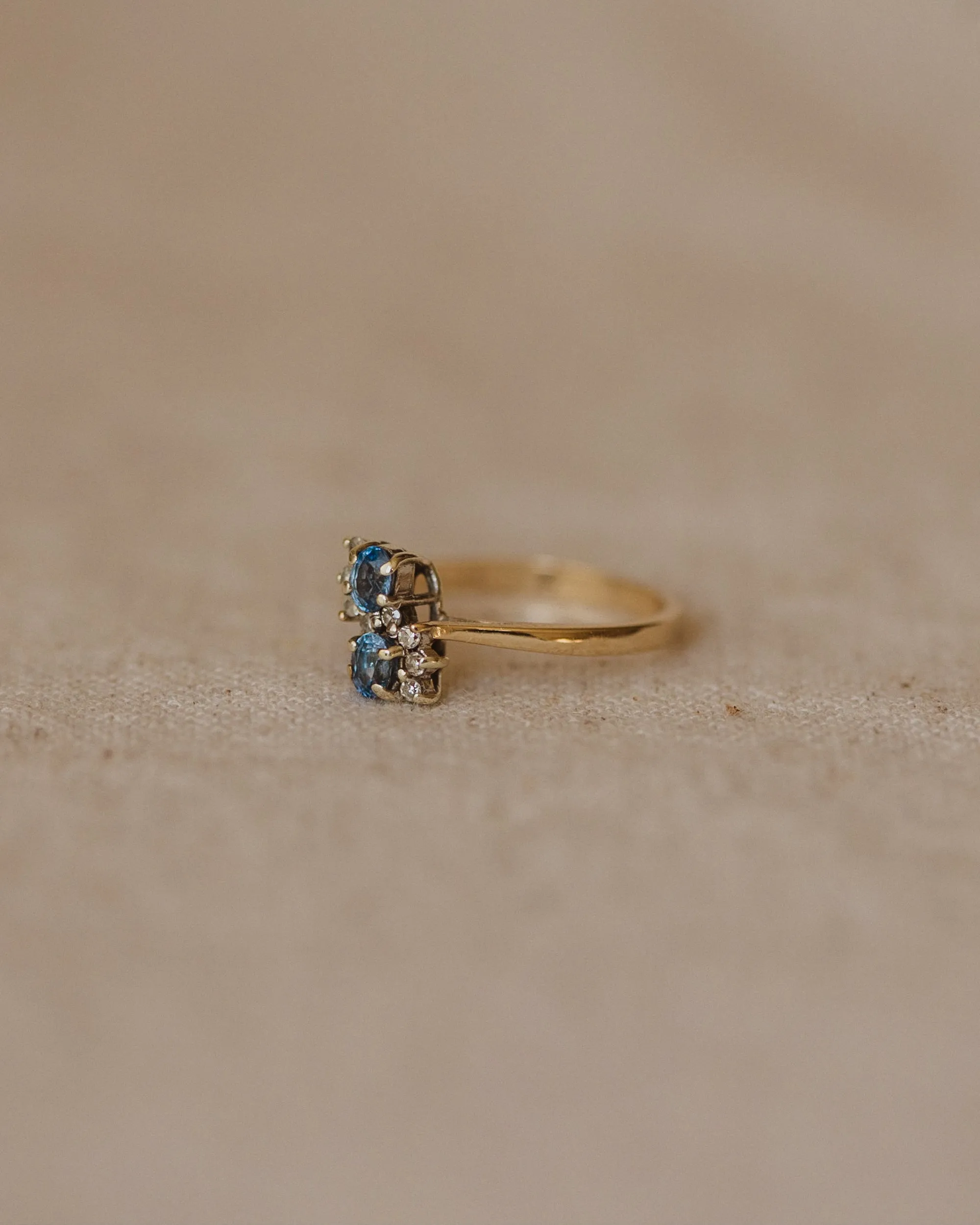 Wilma Vintage 9ct Gold Sapphire & Diamond Crossover Ring sold by Rock n Rose product image thumbnail 4