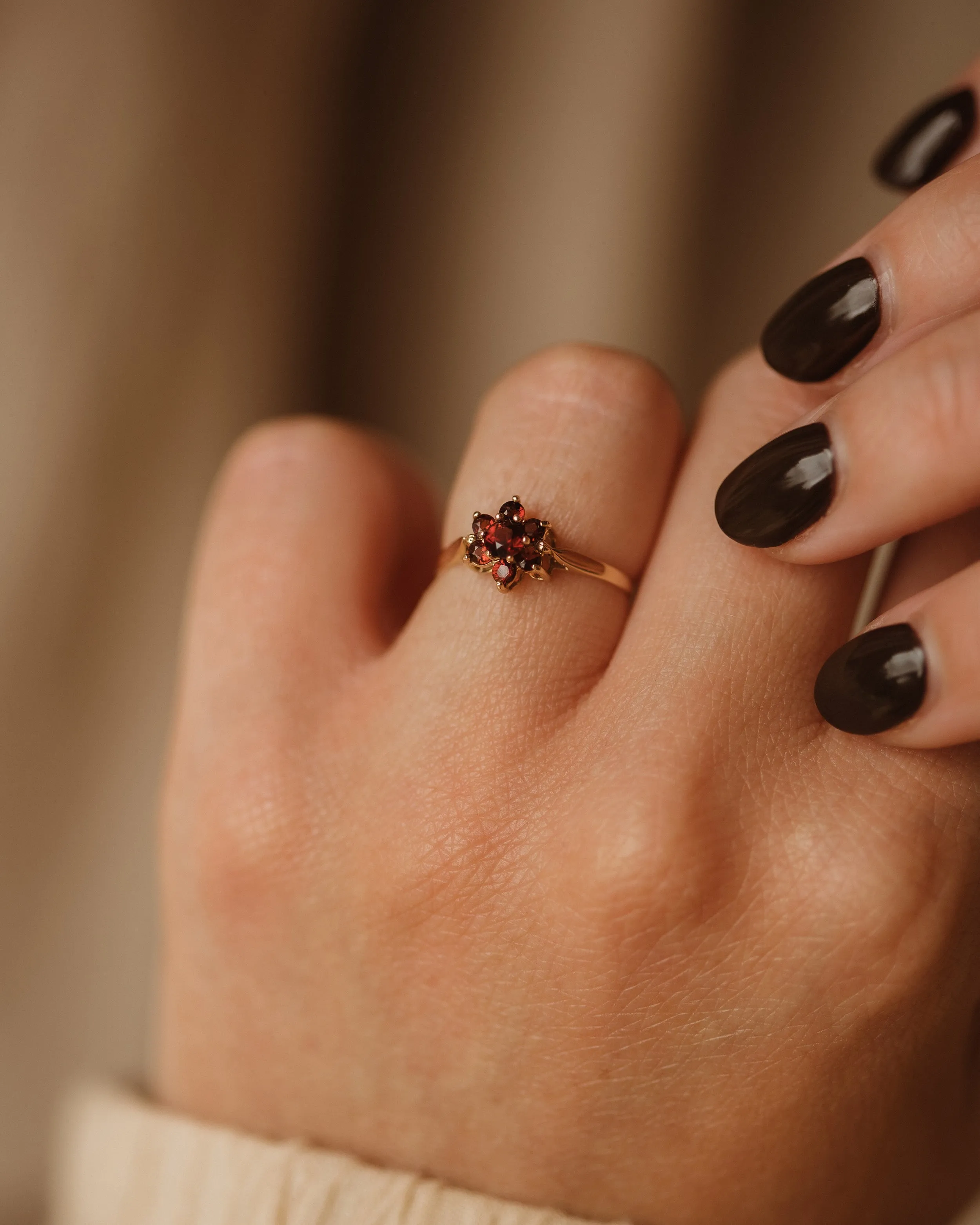 Hetty 1979 9ct Gold Garnet Cluster Ring sold by Rock n Rose