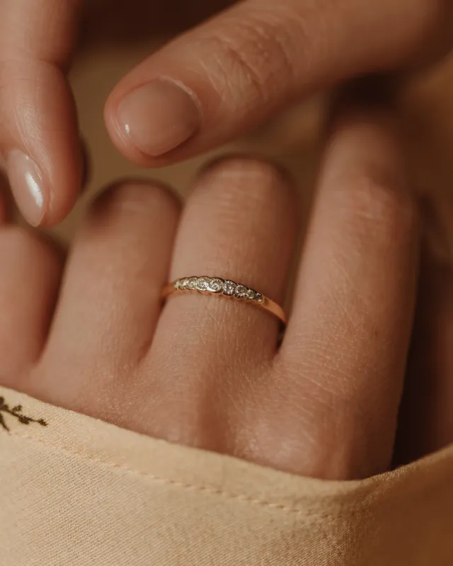 Tessie 1986 Vintage 9ct Gold Diamond Half Eternity Ring sold by Rock n Rose