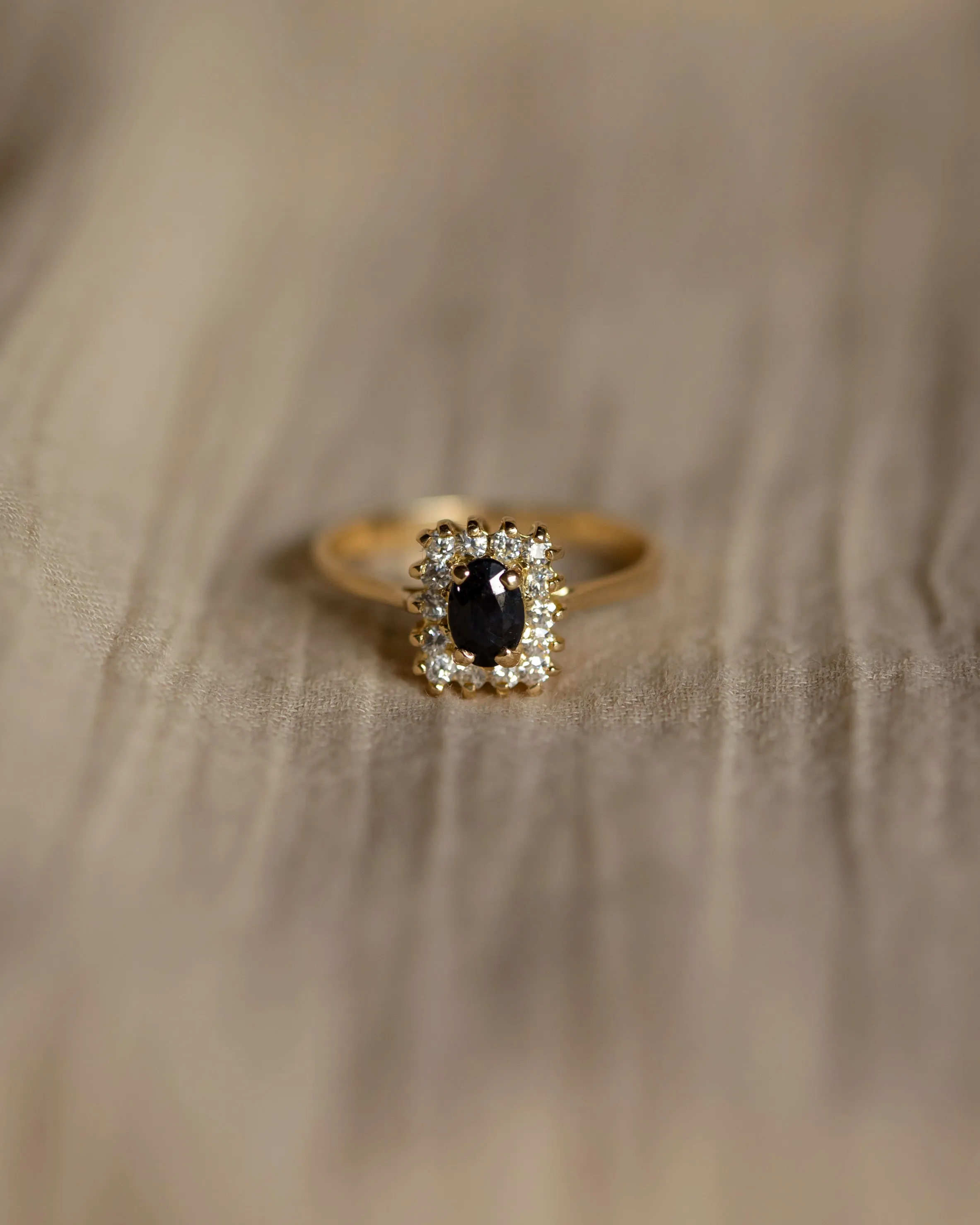Rene Vintage 18ct Gold Sapphire & Diamond Cluster Ring sold by Rock n Rose product image thumbnail 3
