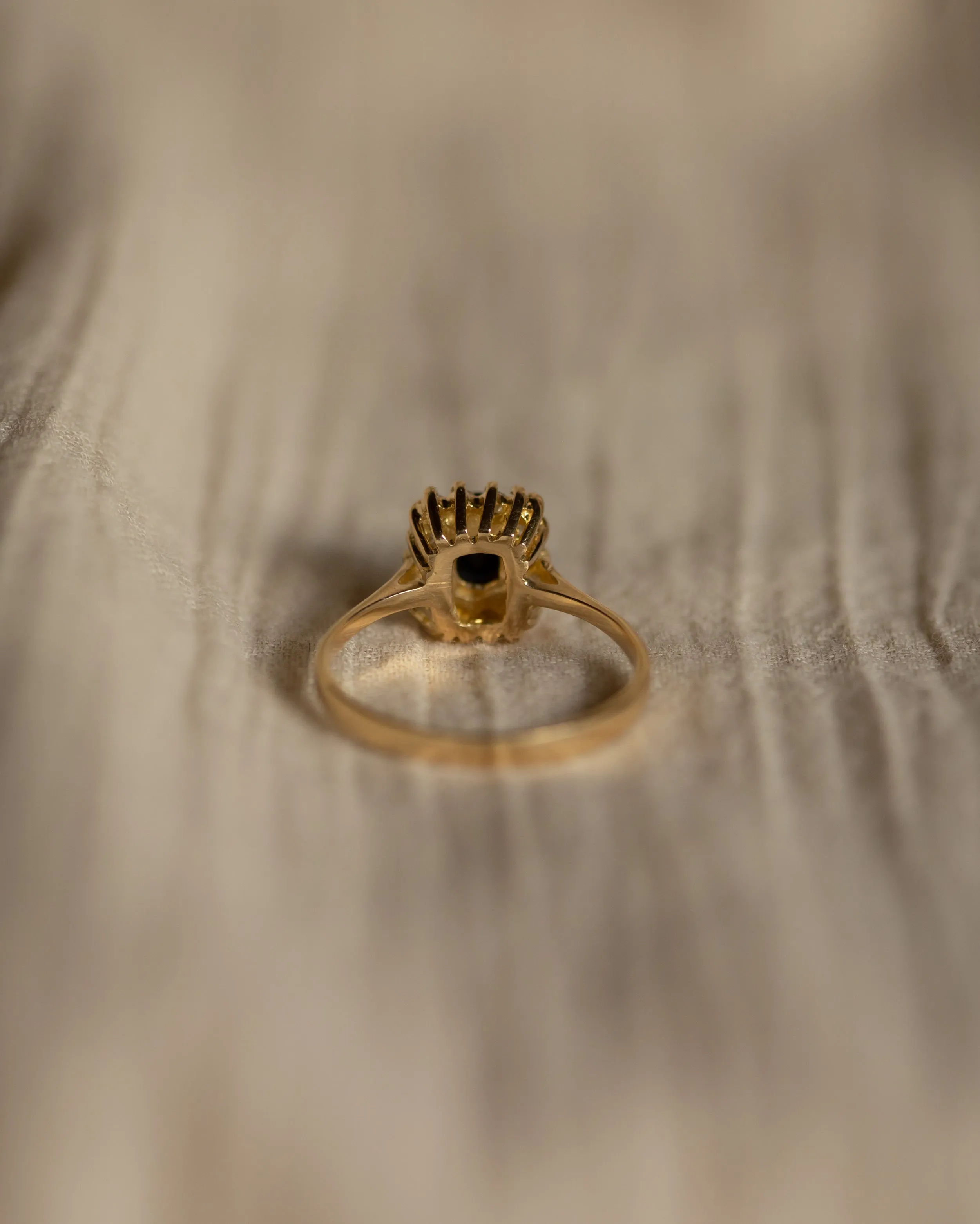Rene Vintage 18ct Gold Sapphire & Diamond Cluster Ring sold by Rock n Rose product image thumbnail 5