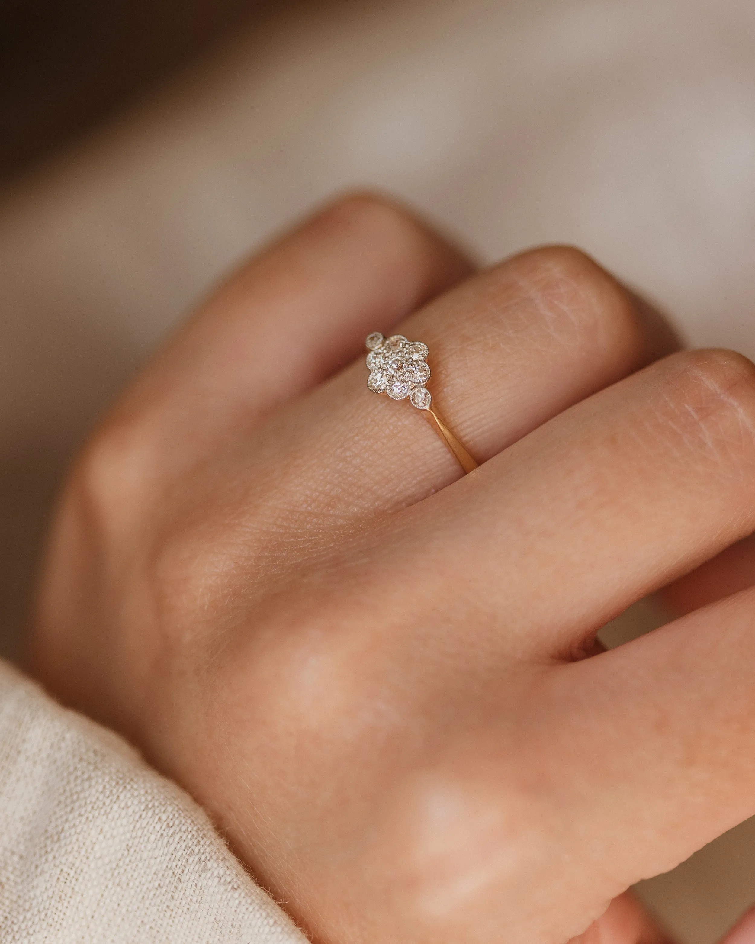 Veronica Antique 18ct Gold Diamond Cluster Ring sold by Rock n Rose product image thumbnail 2