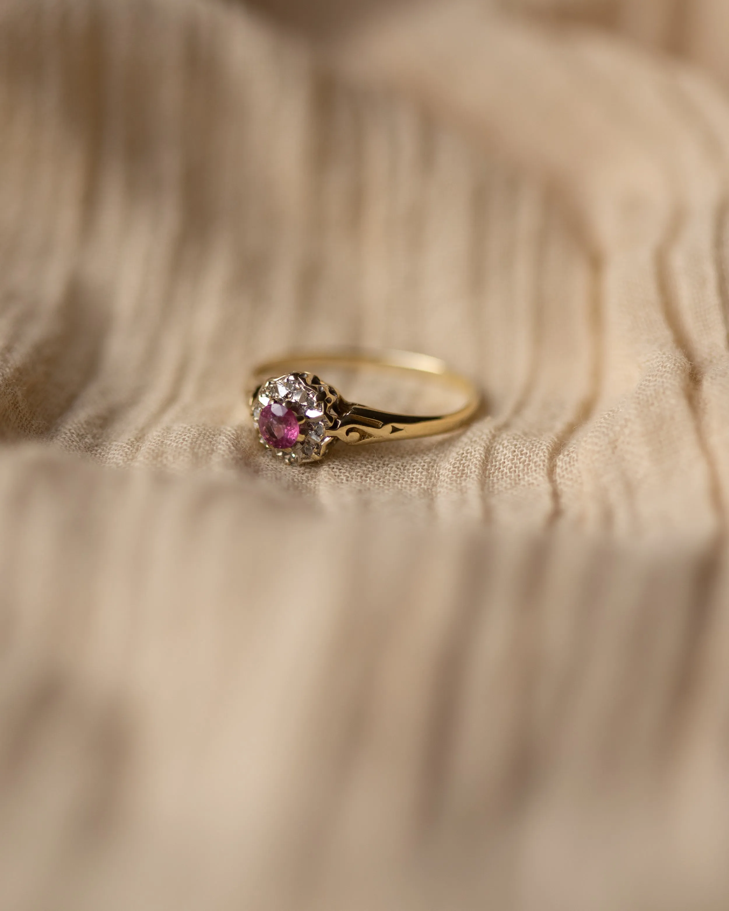 Helena 1985 Vintage 9ct Gold Ruby & Diamond Cluster Ring sold by Rock n Rose product image thumbnail 3