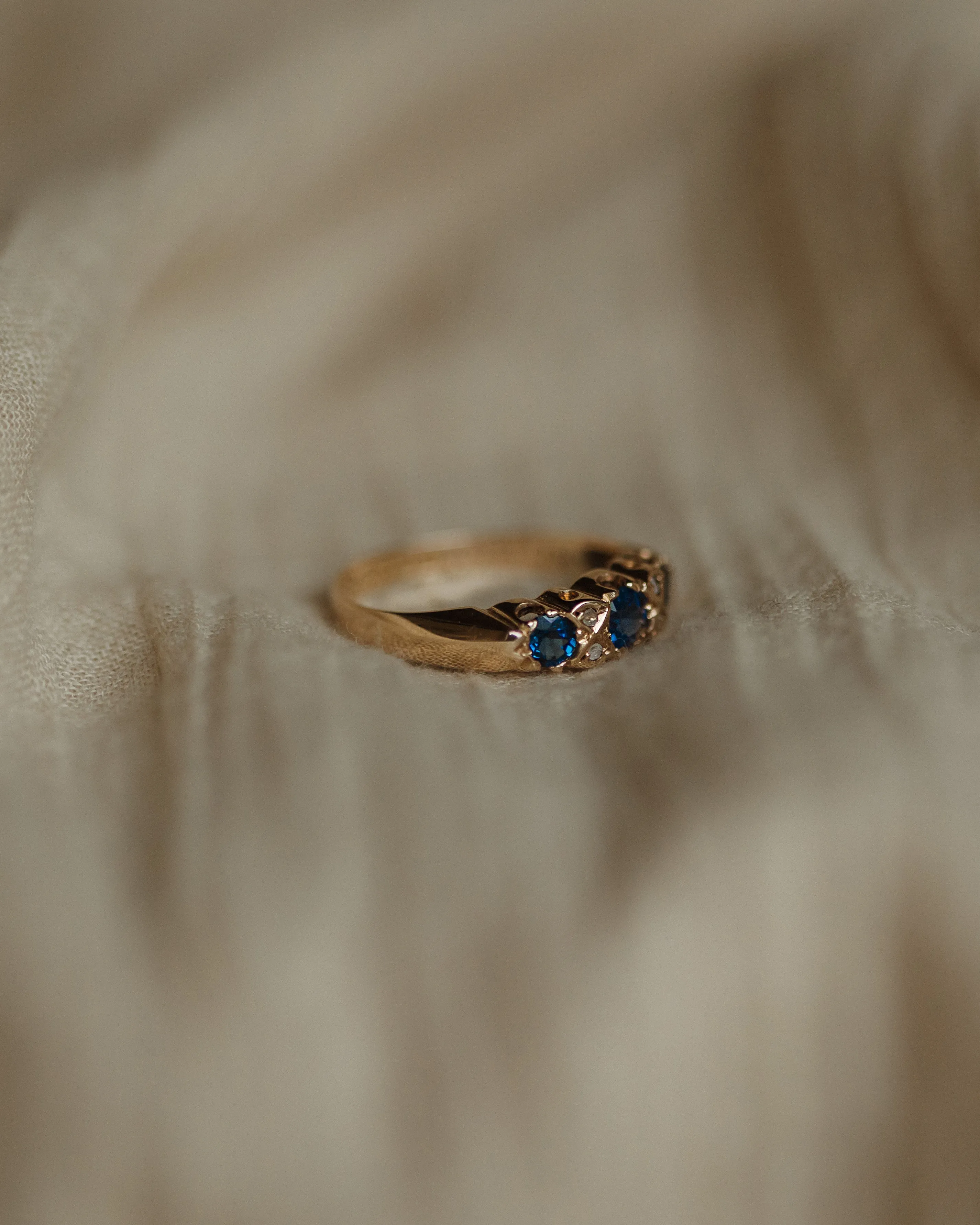 Thomasin 1899 Antique 9ct Gold Sapphire & Diamond Seven Stone Ring sold by Rock n Rose product image thumbnail 4