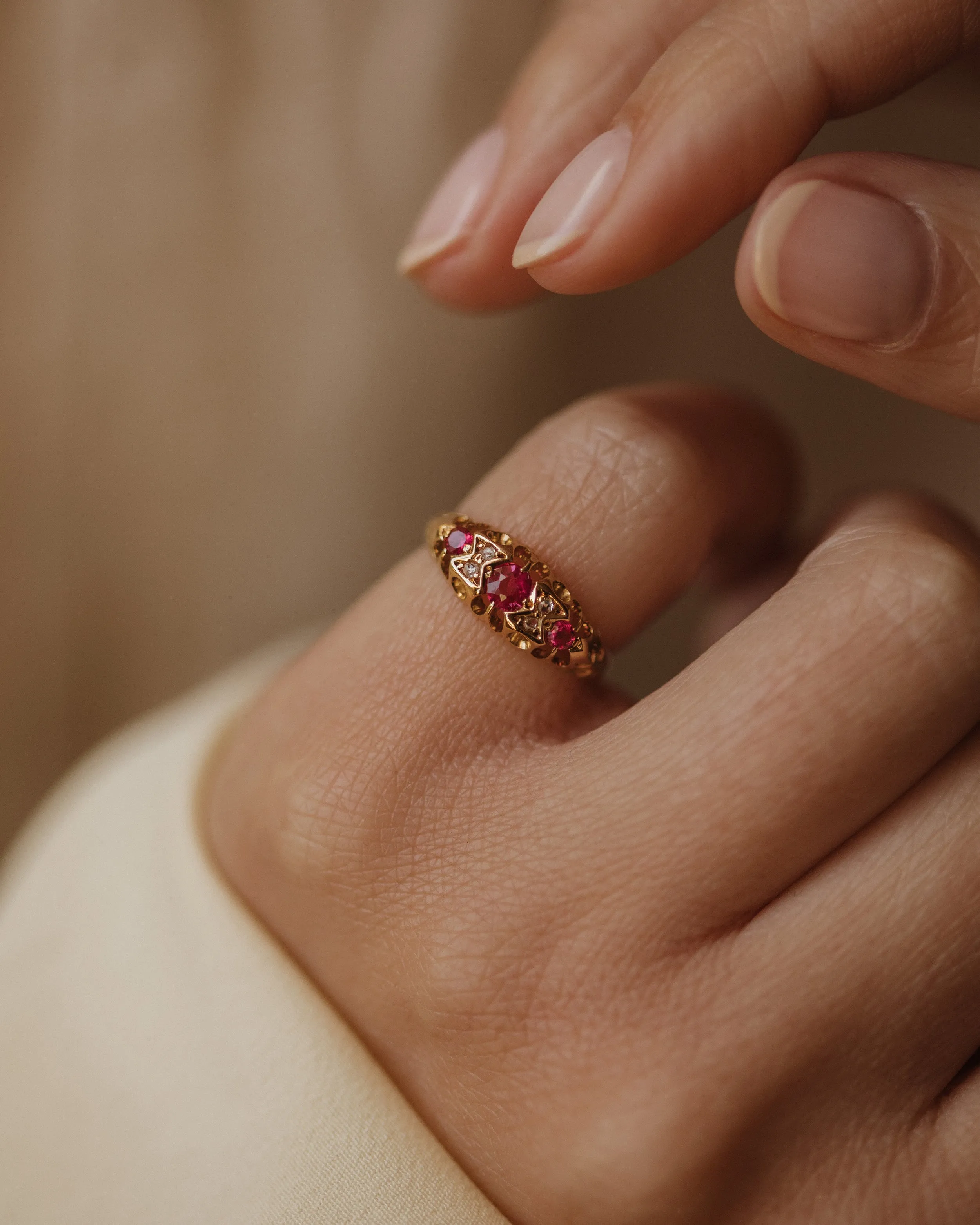 Charlotte 1911 Antique 18ct Gold Ruby & Diamond Ring sold by Rock n Rose product image thumbnail 2