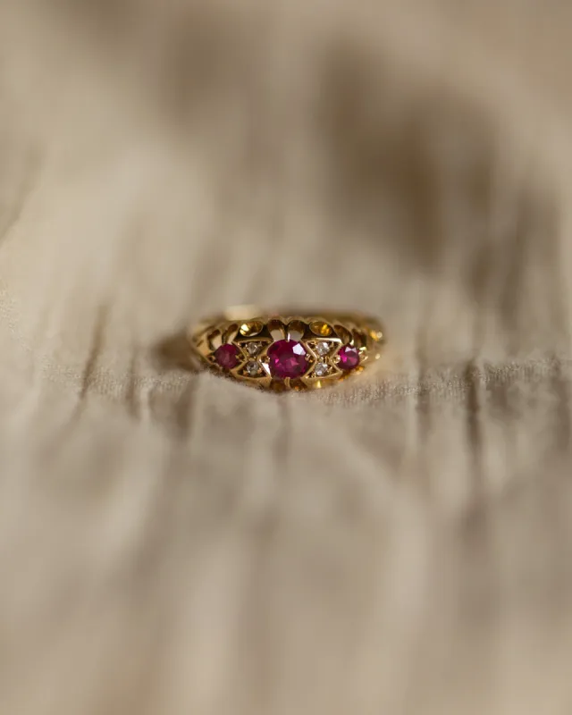 Charlotte 1911 Antique 18ct Gold Ruby & Diamond Ring sold by Rock n Rose