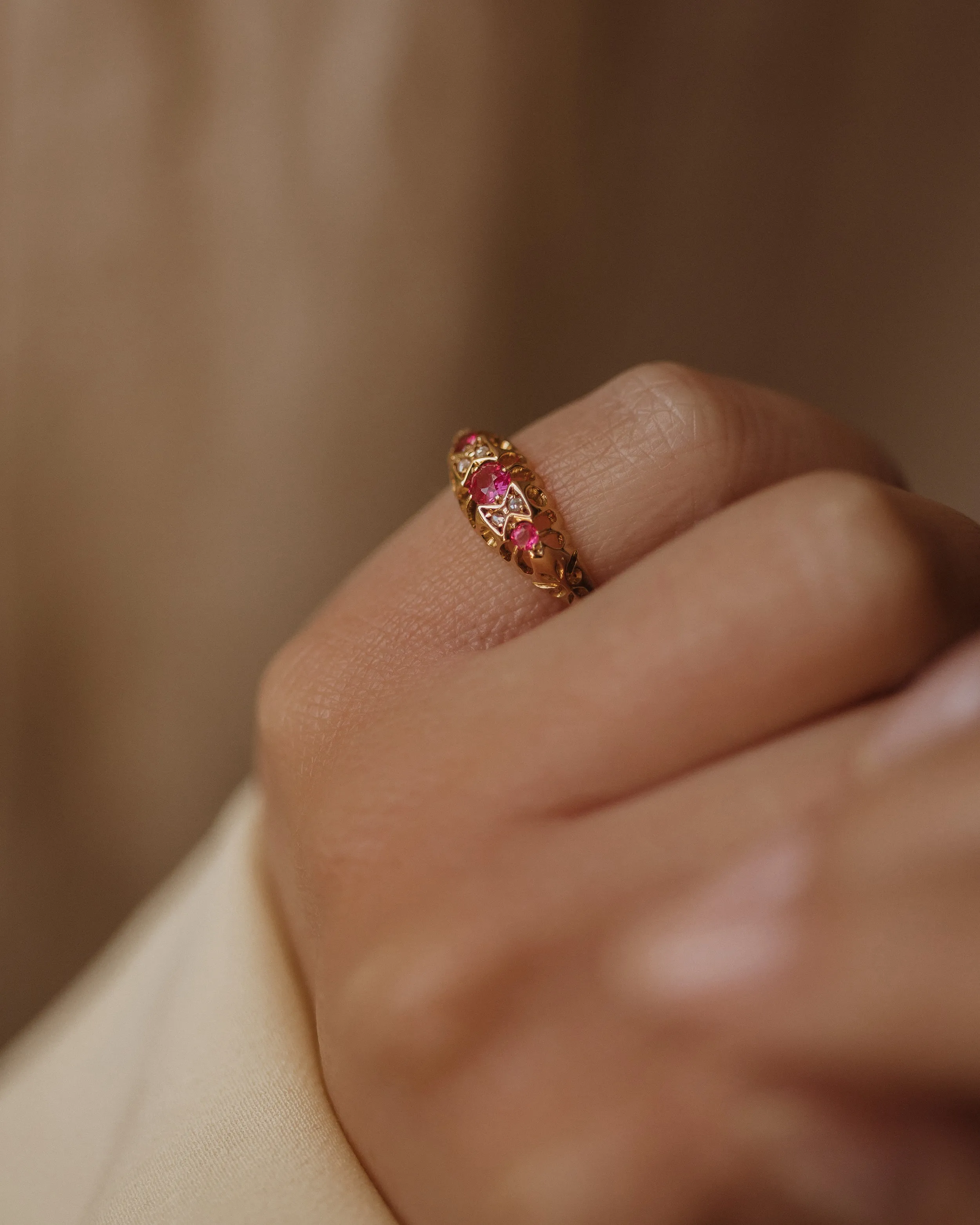 Charlotte 1911 Antique 18ct Gold Ruby & Diamond Ring sold by Rock n Rose product image thumbnail 3