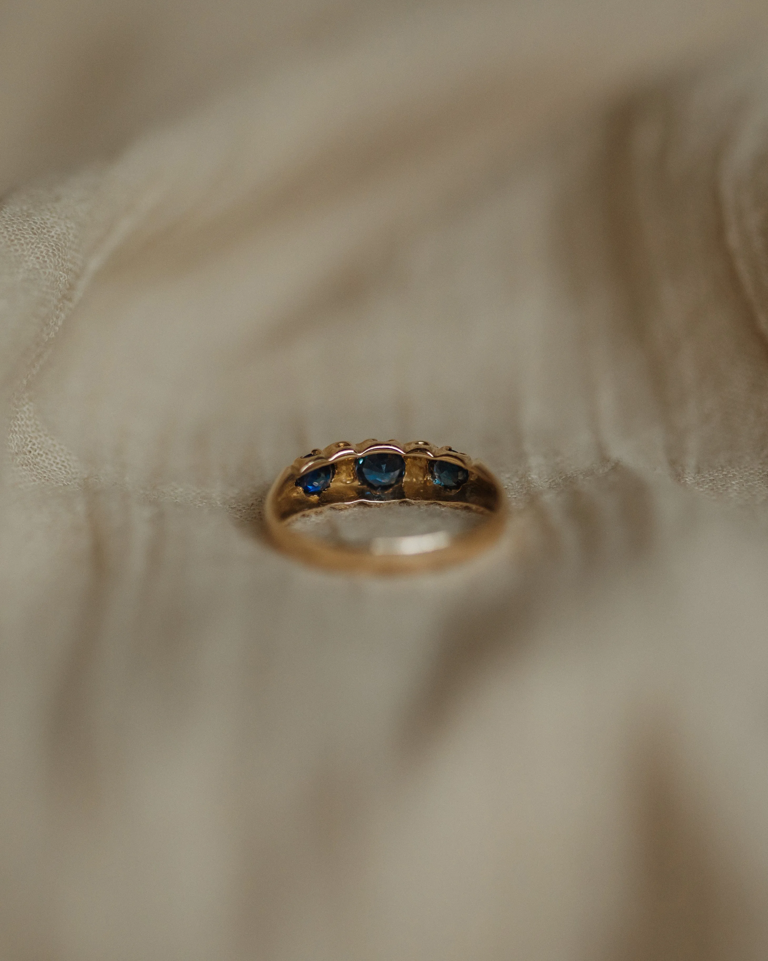 Thomasin 1899 Antique 9ct Gold Sapphire & Diamond Seven Stone Ring sold by Rock n Rose product image thumbnail 5