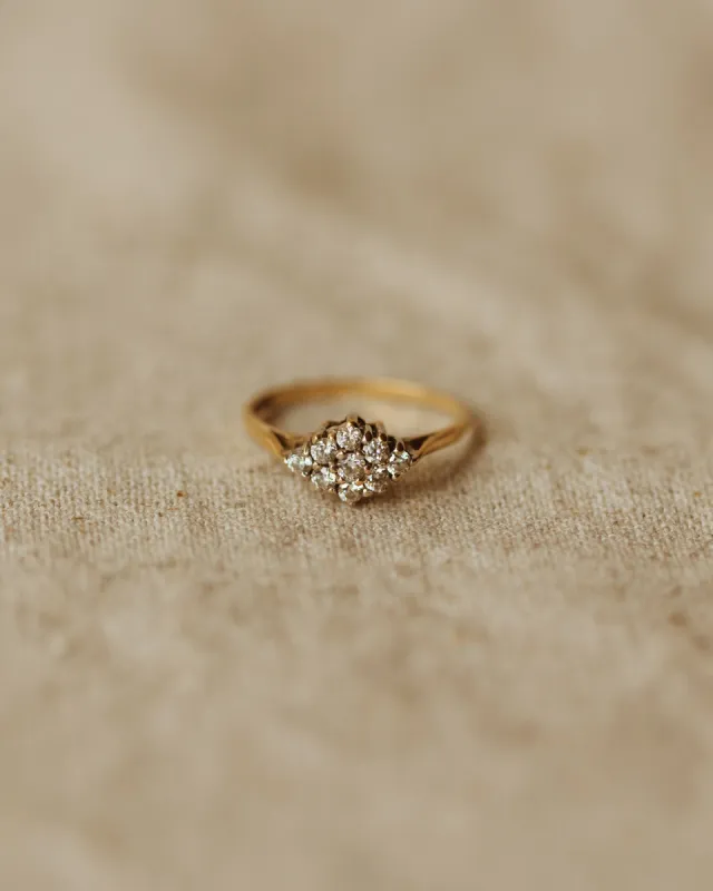 Victoria Vintage 9ct Gold CZ Cluster Ring sold by Rock n Rose
