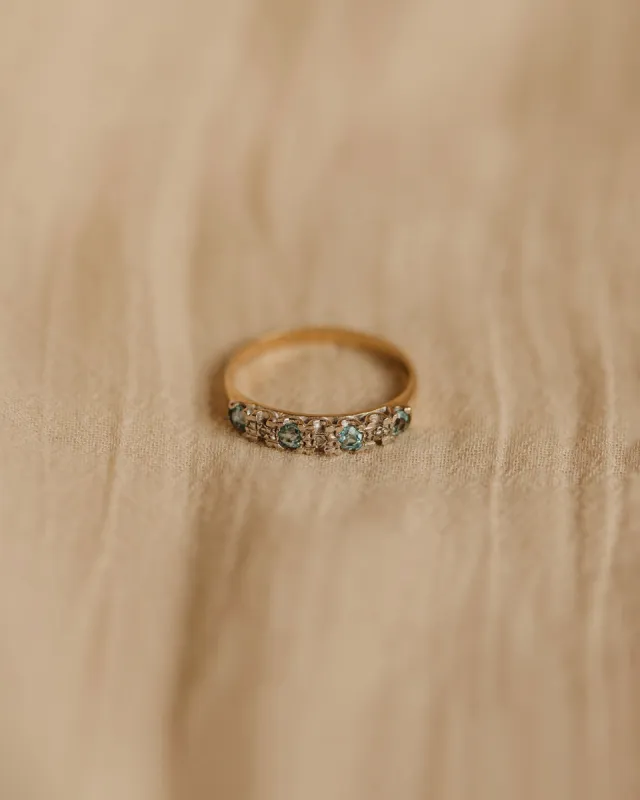 Georgia 1975 9ct Gold Blue Topaz & Diamond Ring sold by Rock n Rose